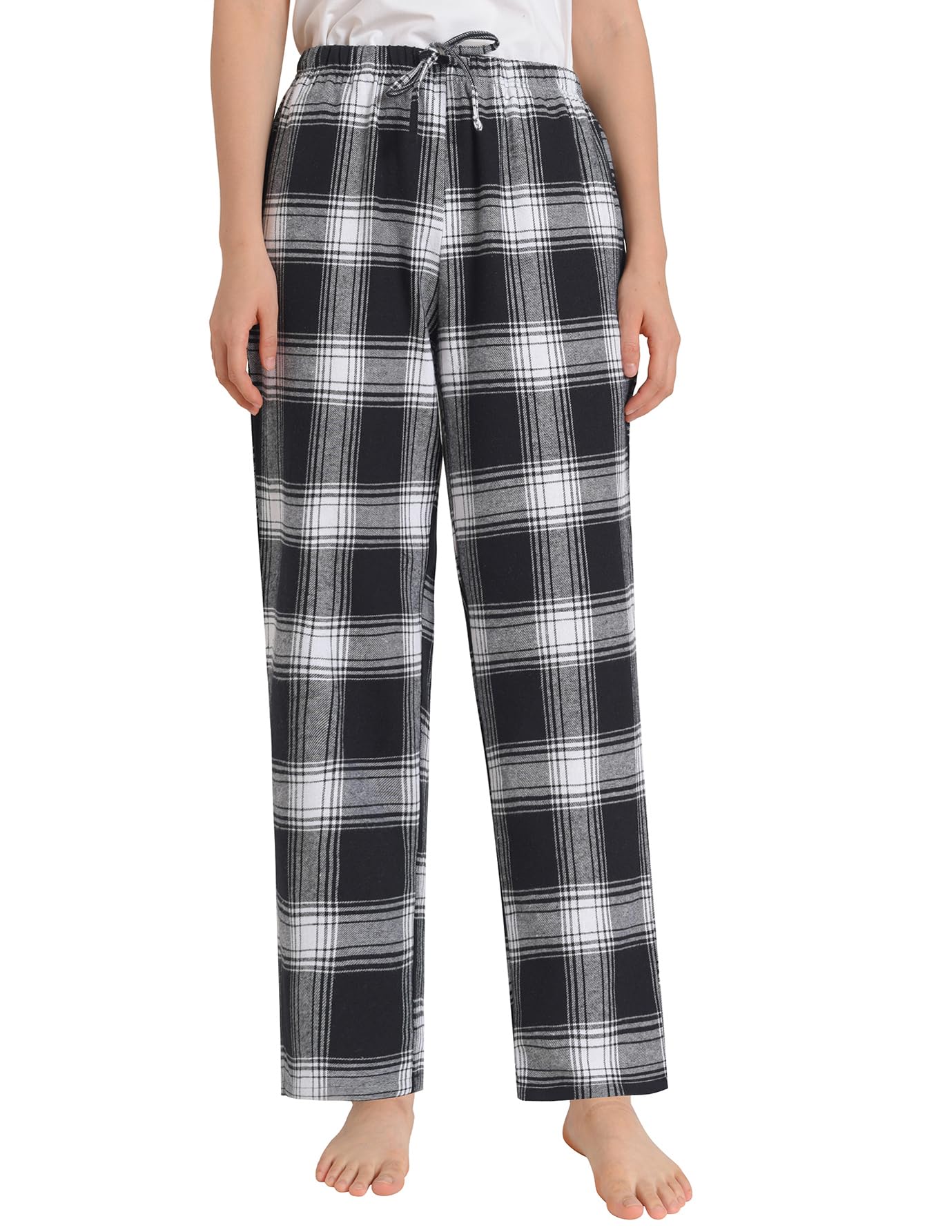 Women's Petite Cotton Lounge Pants Flannel Pajama Pants with Pockets