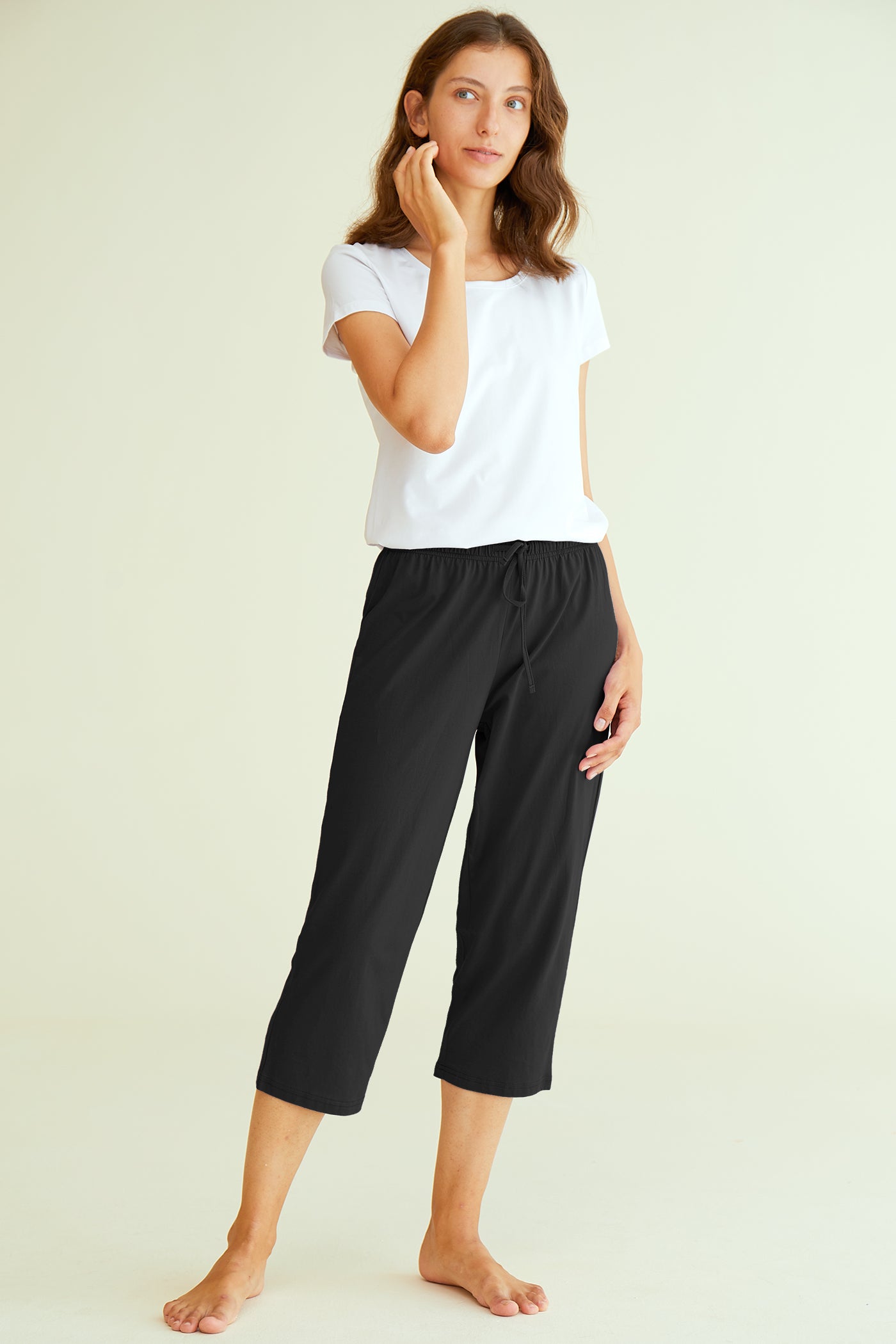 Plus Size Capris For Women - Cotton Capri Pants - Black, Ladies