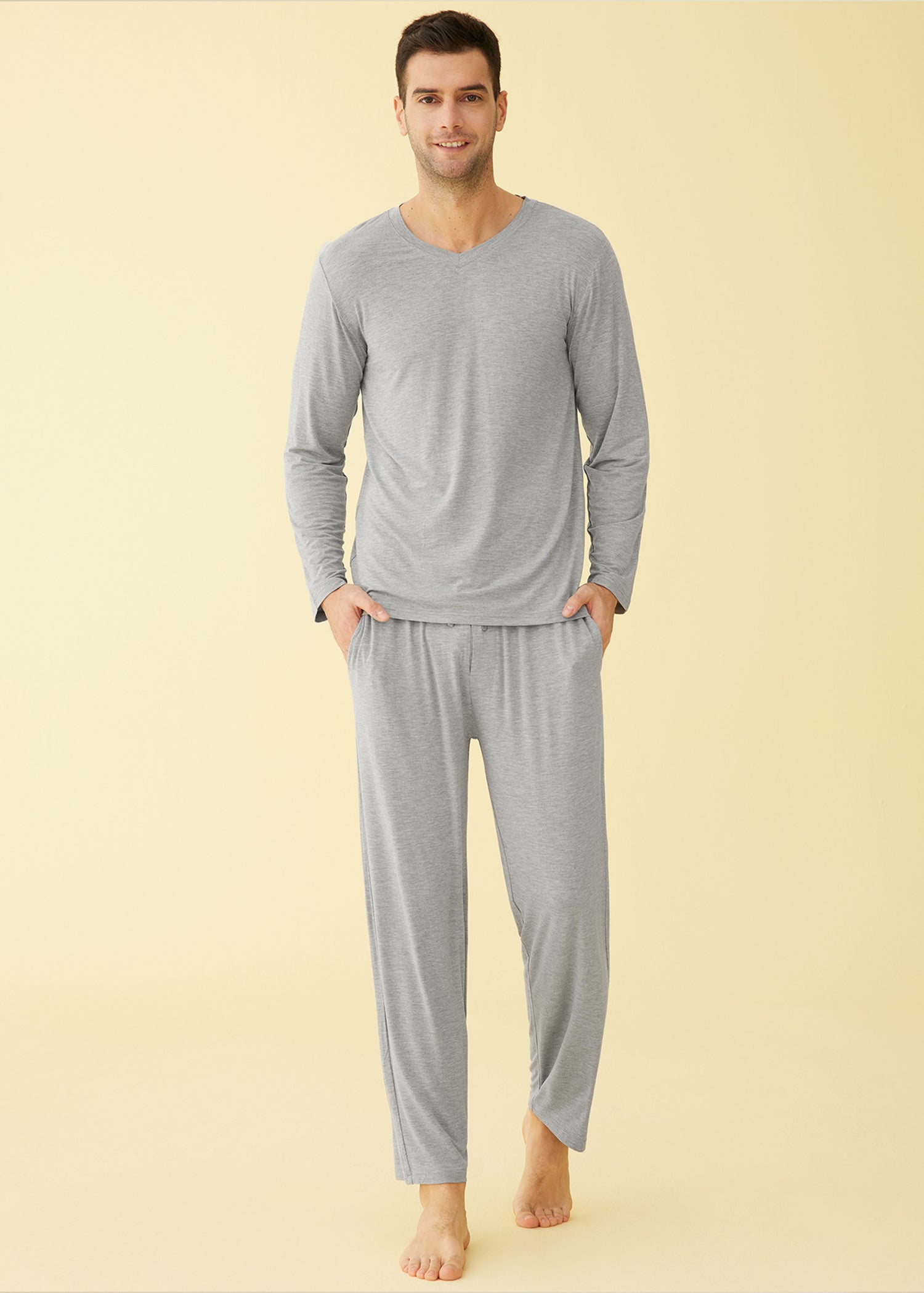 Men's Bamboo Viscose Long Sleeves Shirt Pajamas Pants Lounge Set – Latuza