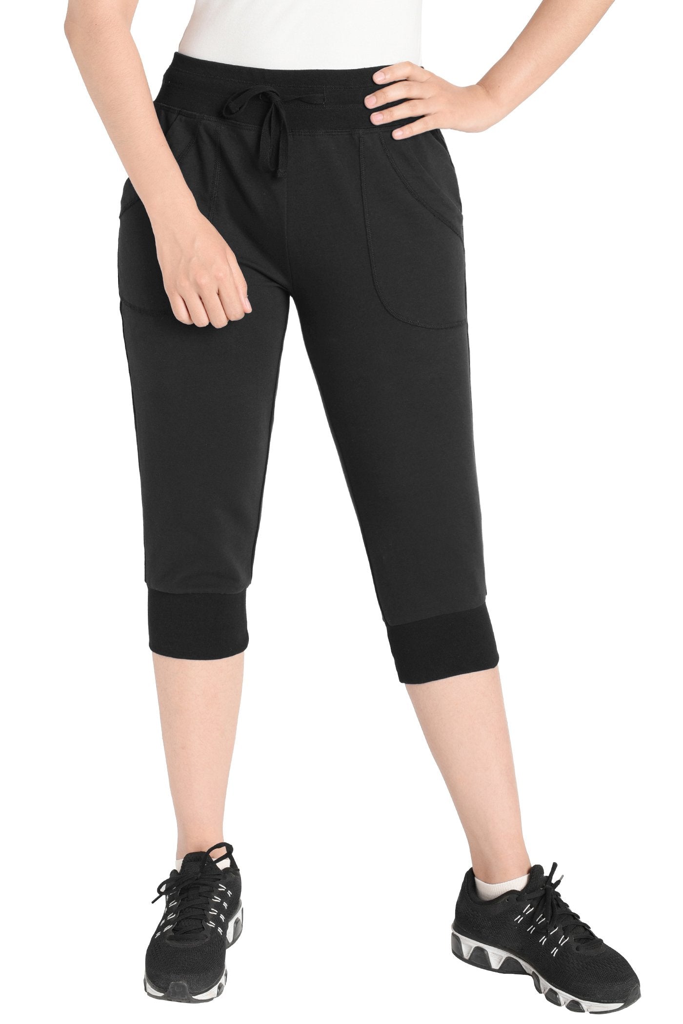 Buy THANTH Womens Capri Yoga Pants Loose Comfy Lounge Pajamas Workout  Athletic Capris Jersey Joggers Pants with Pockets Darkgrey L at