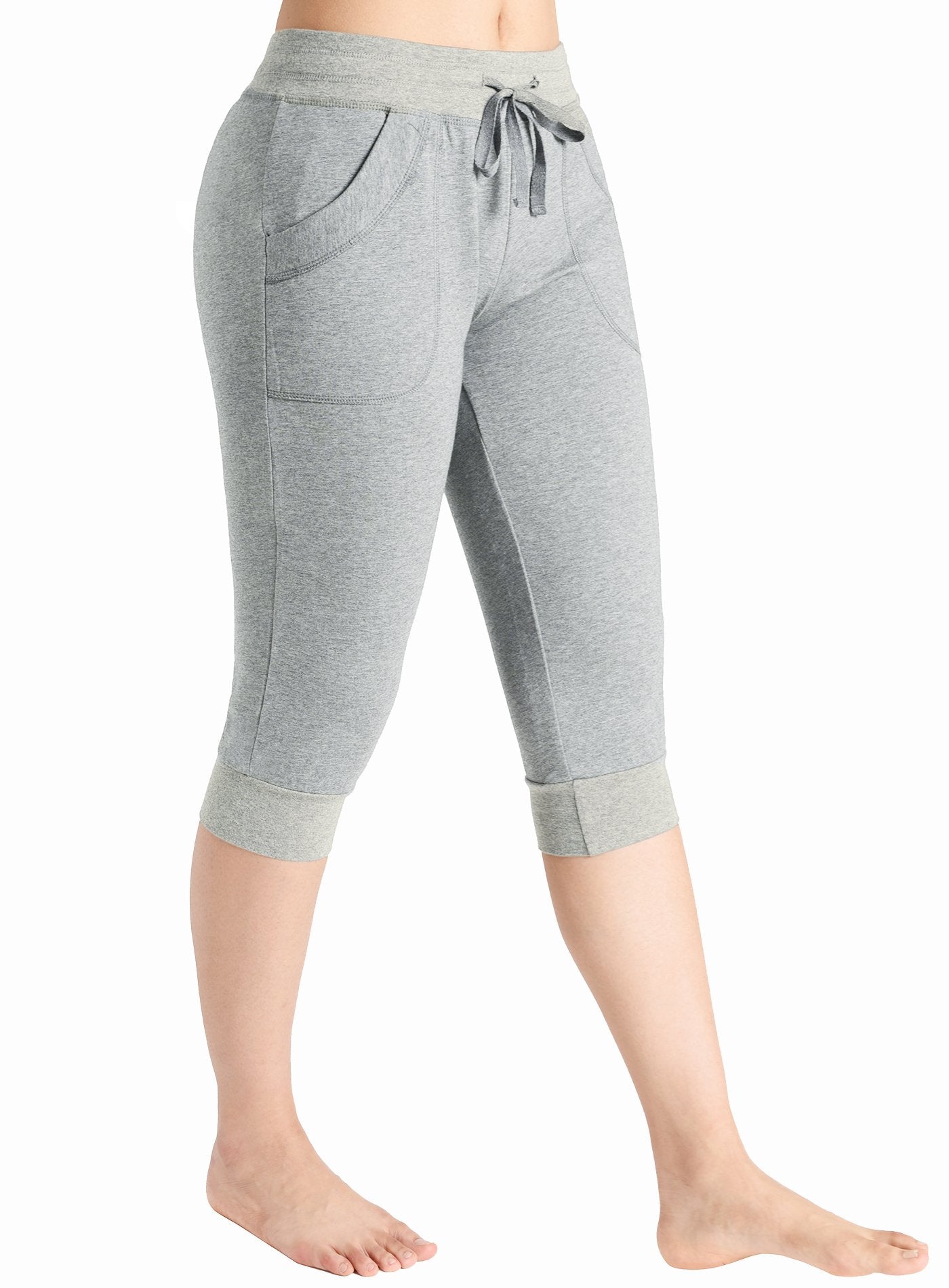 Latuza Women's Cotton Sweatpants Jersey Capri Pants with Pockets