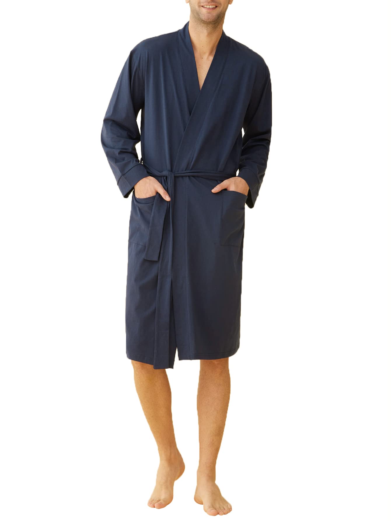 Men s Cotton Kimono Robe Lightweight Bathrobe Latuza