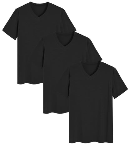 Men's Viscose Sleep Shirt Soft V-Neck Pajama Tops 3 Pack - Latuza