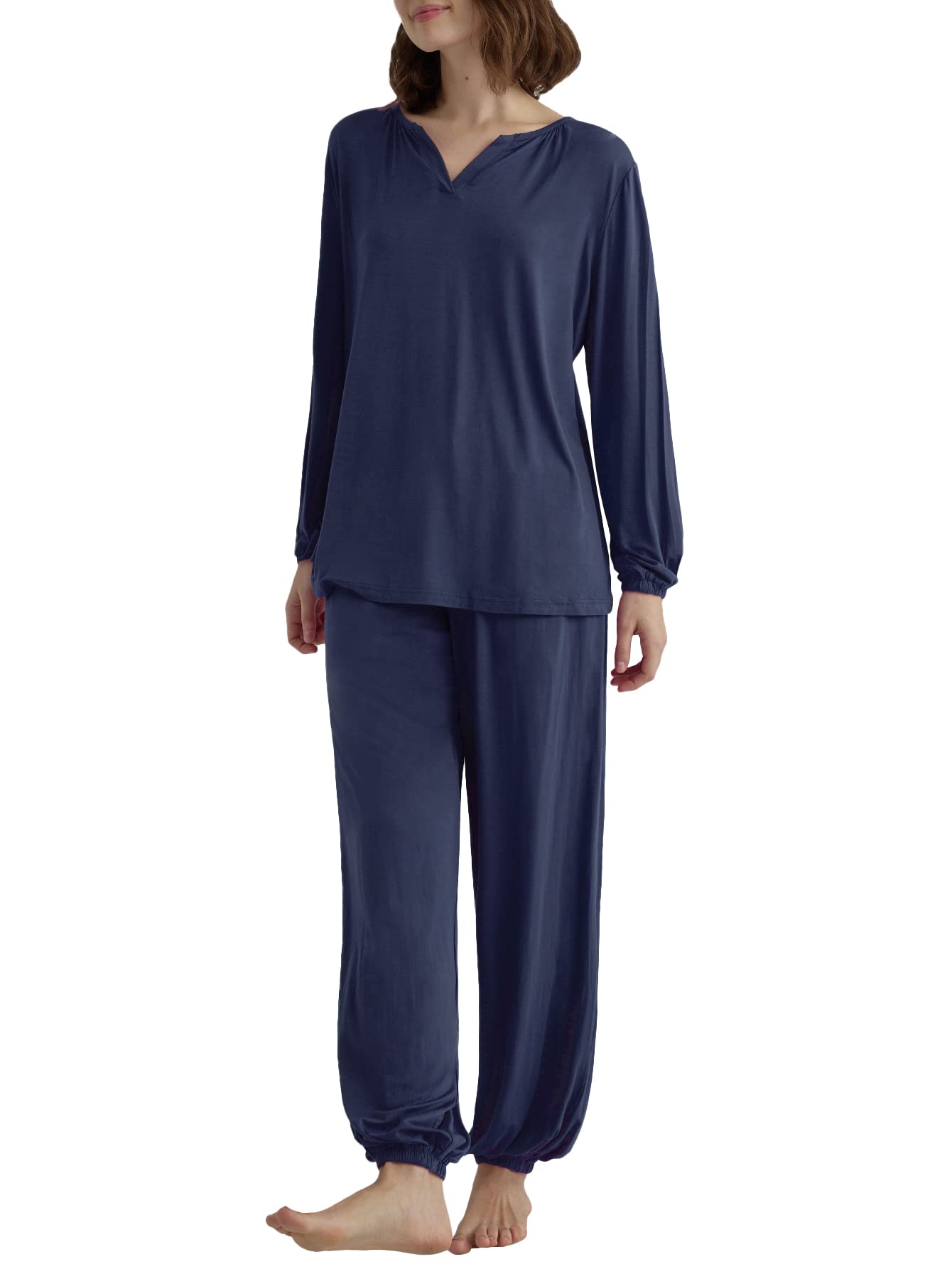 Women's Viscose Palazzo Lounge Pants Long Sleeve Pajama Set – Latuza