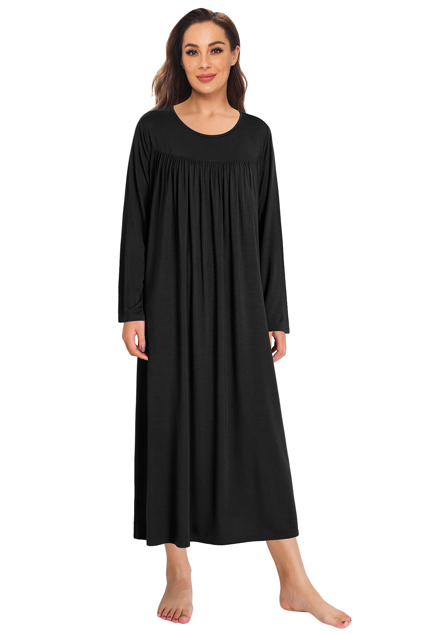 Black long best sale sleeve nightgown