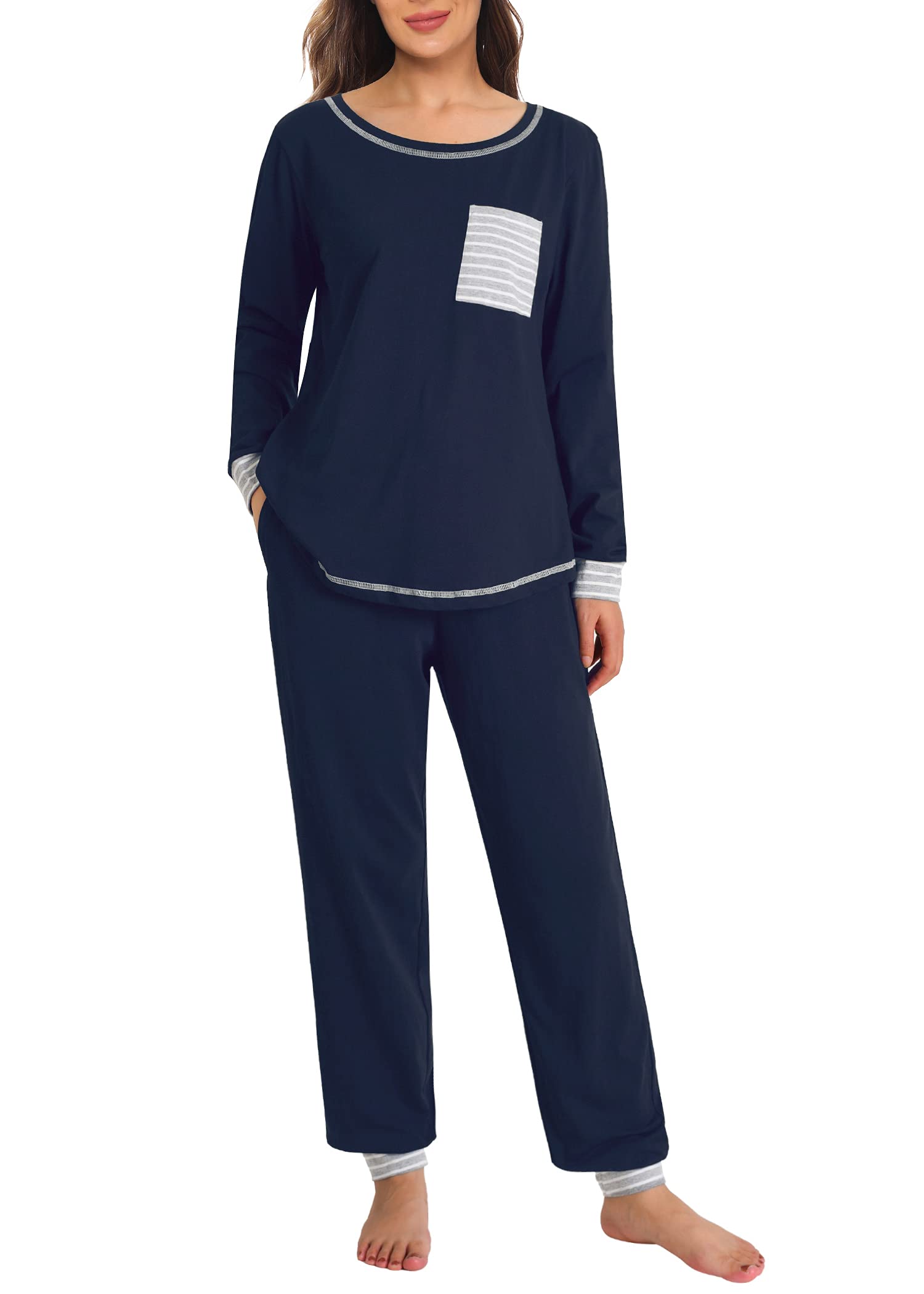 Women's long sleeve cotton pajamas hot sale