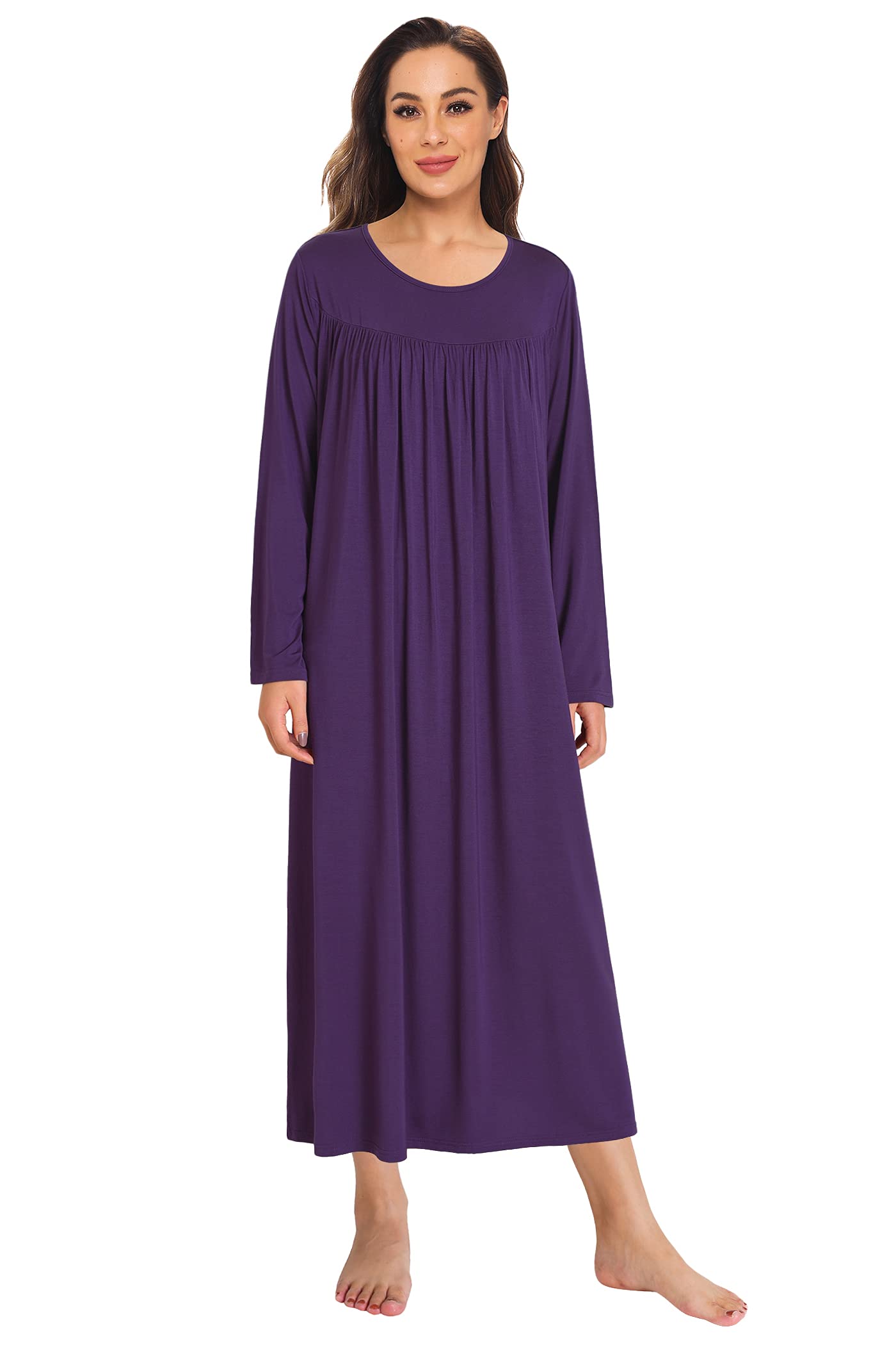 Women's Soft Bamboo Viscose Long Sleeves Nightgown – Latuza