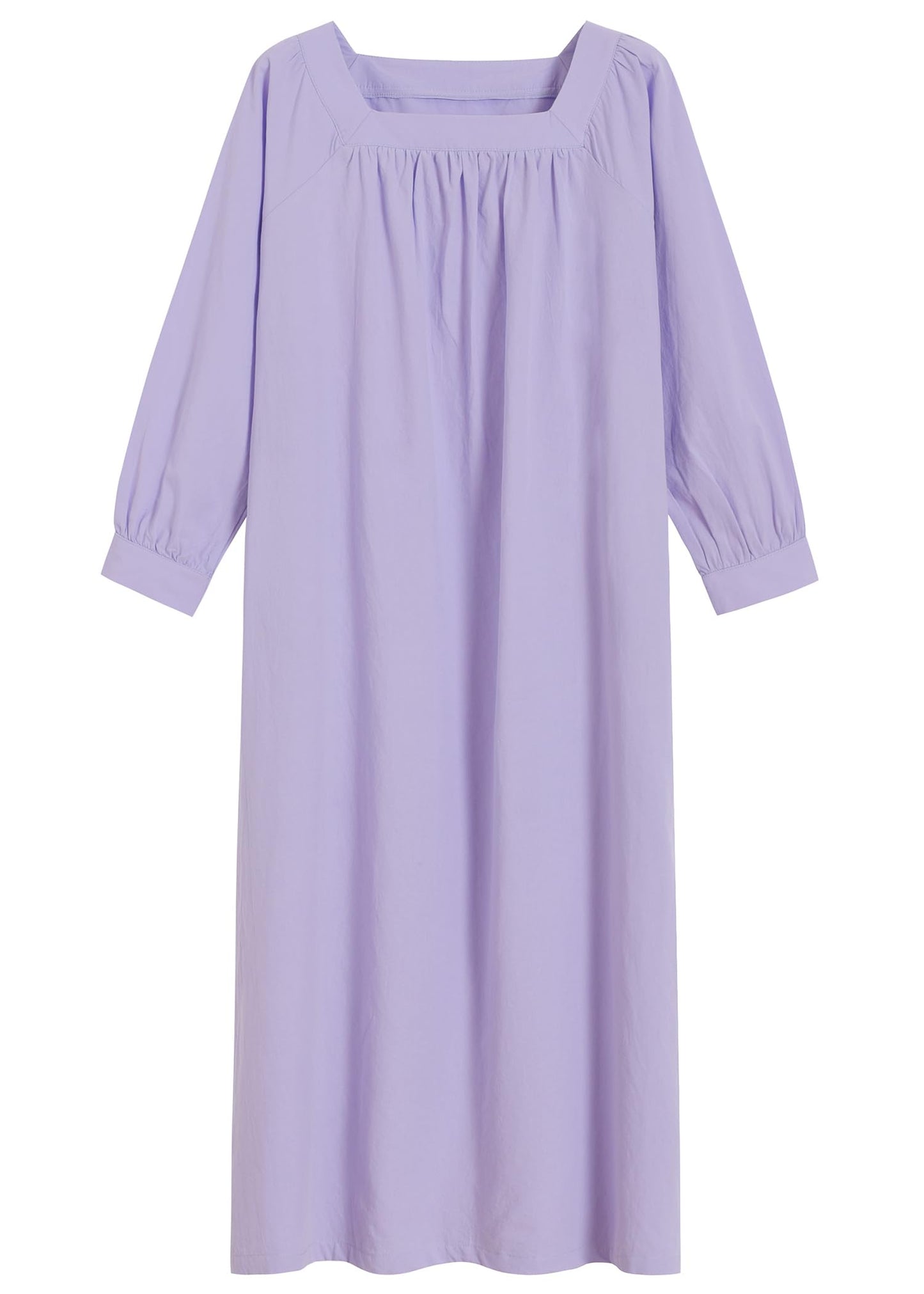 Women's Woven Cotton Long Sleeve Nightgown with Pockets - Latuza