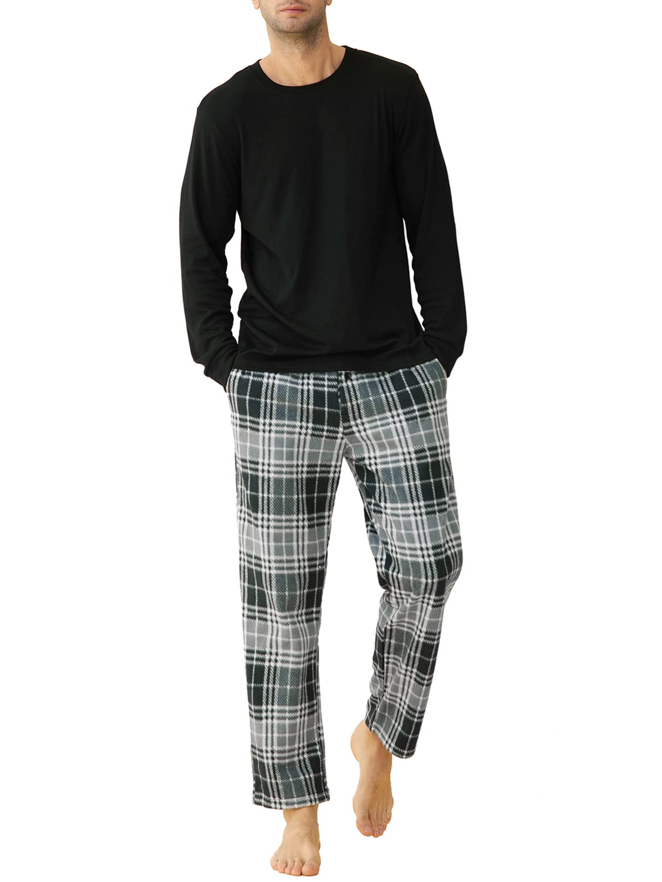 Long Sleeve Fleece Pyjamas Winter ，Warm Lounge Wear Long-Sleeved