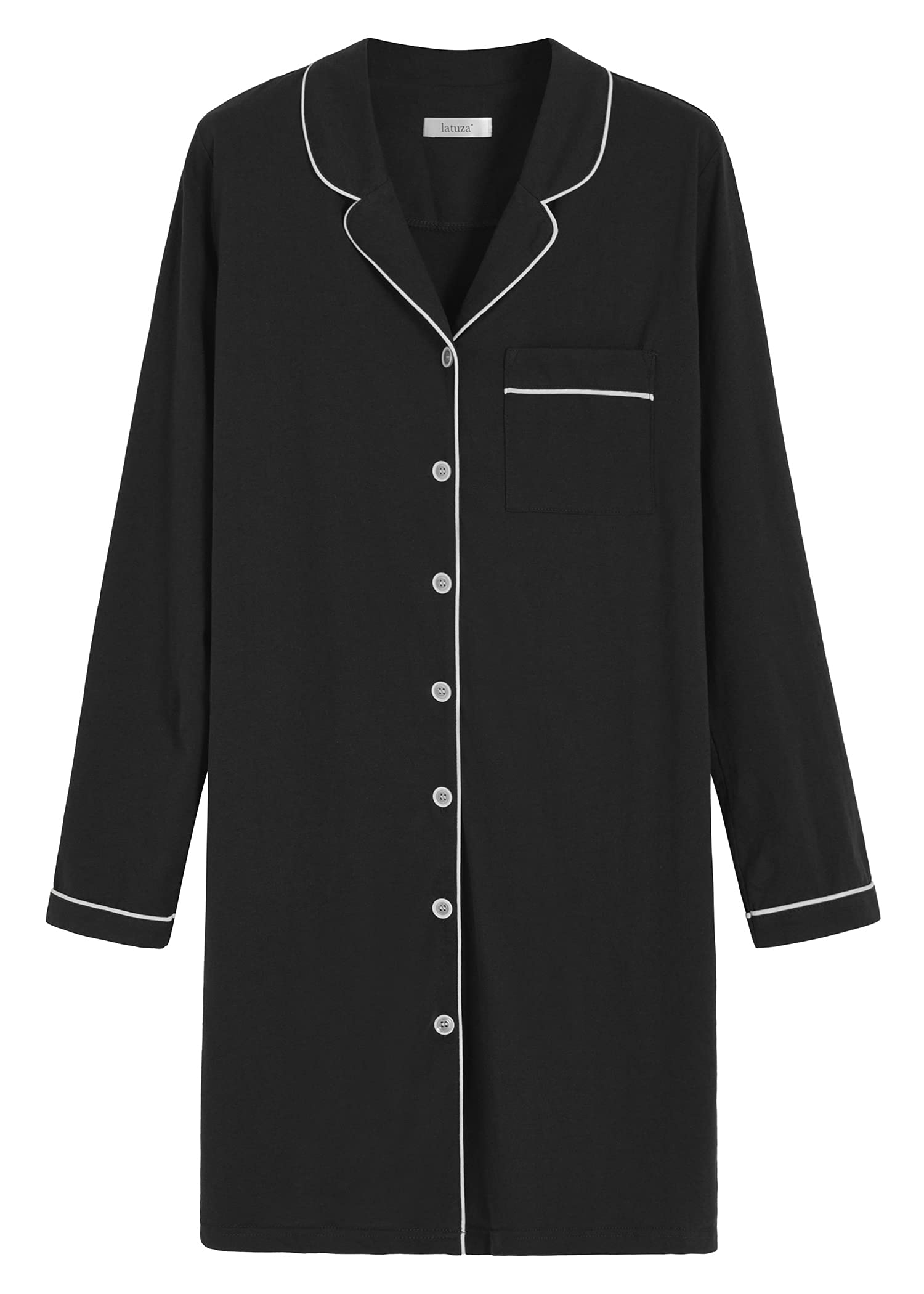 Women's Cotton Nightshirt Button Up Long Sleeves Sleep Shirt – Latuza