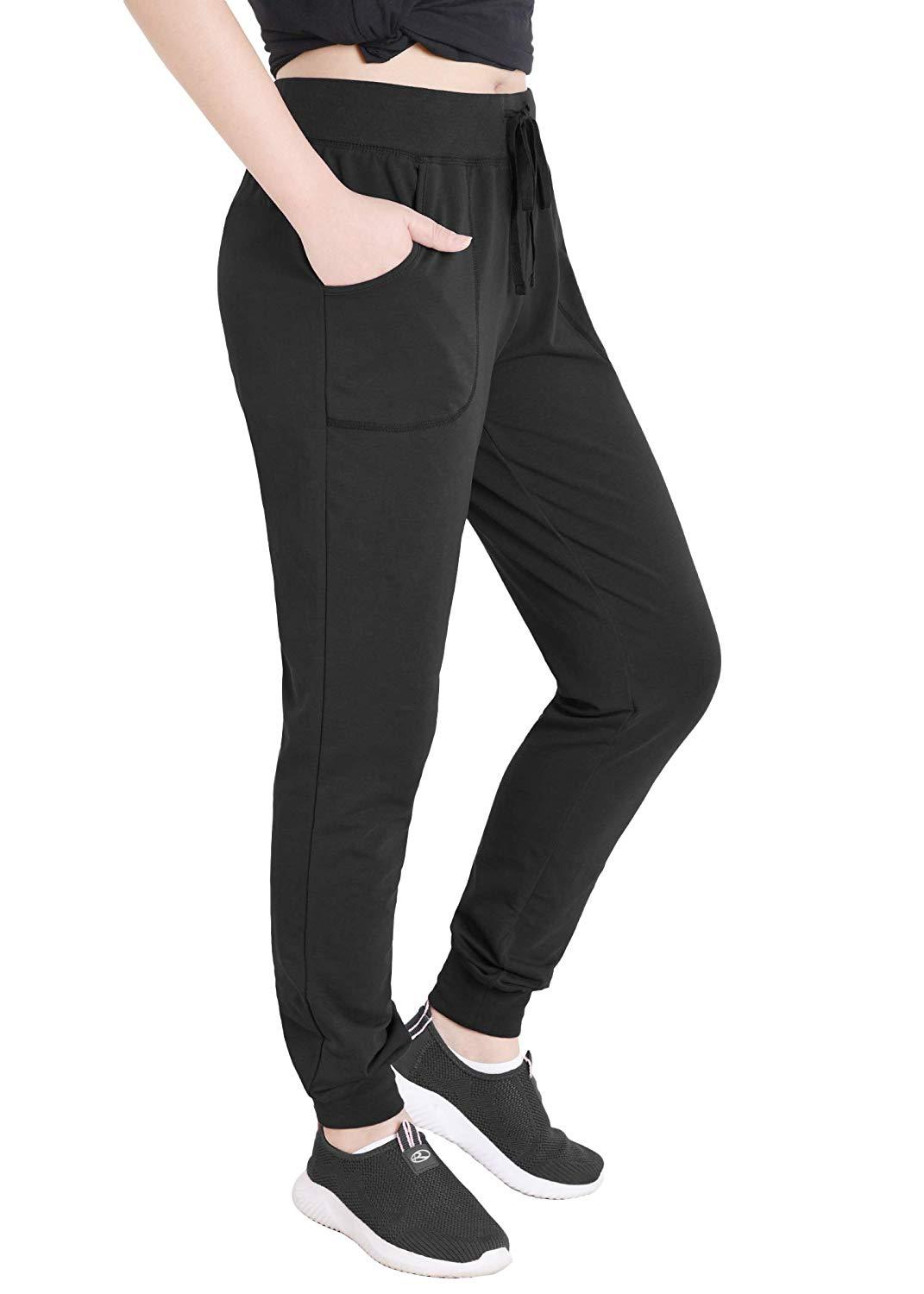 12 Pieces Ladies Single Jersey Cotton Jogger Pants With Pockets In Charcoal  Gray Size Xlarge - Womens Pants - at 
