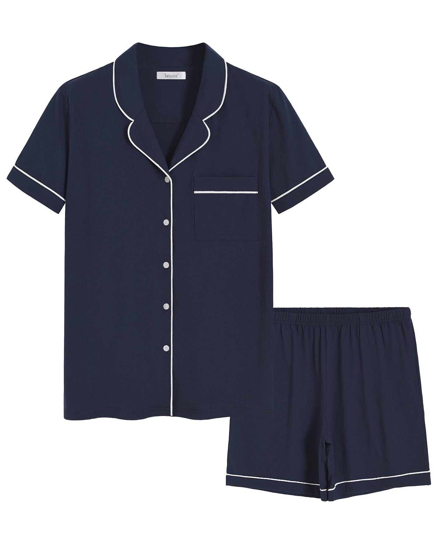 Latuza Women's Petite Flannel Pajama Set Soft Cotton Button Up PJs Set 2X  Blue & White at  Women's Clothing store
