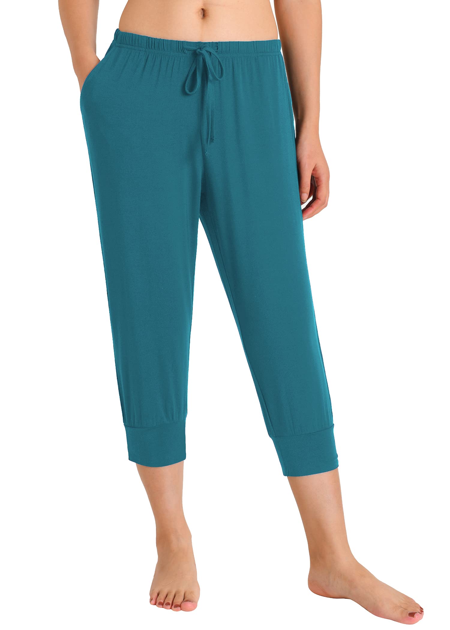 Women Capri Sweatpants Joggers Lounge Pants Drawstring Pockets Cropped  Trousers 