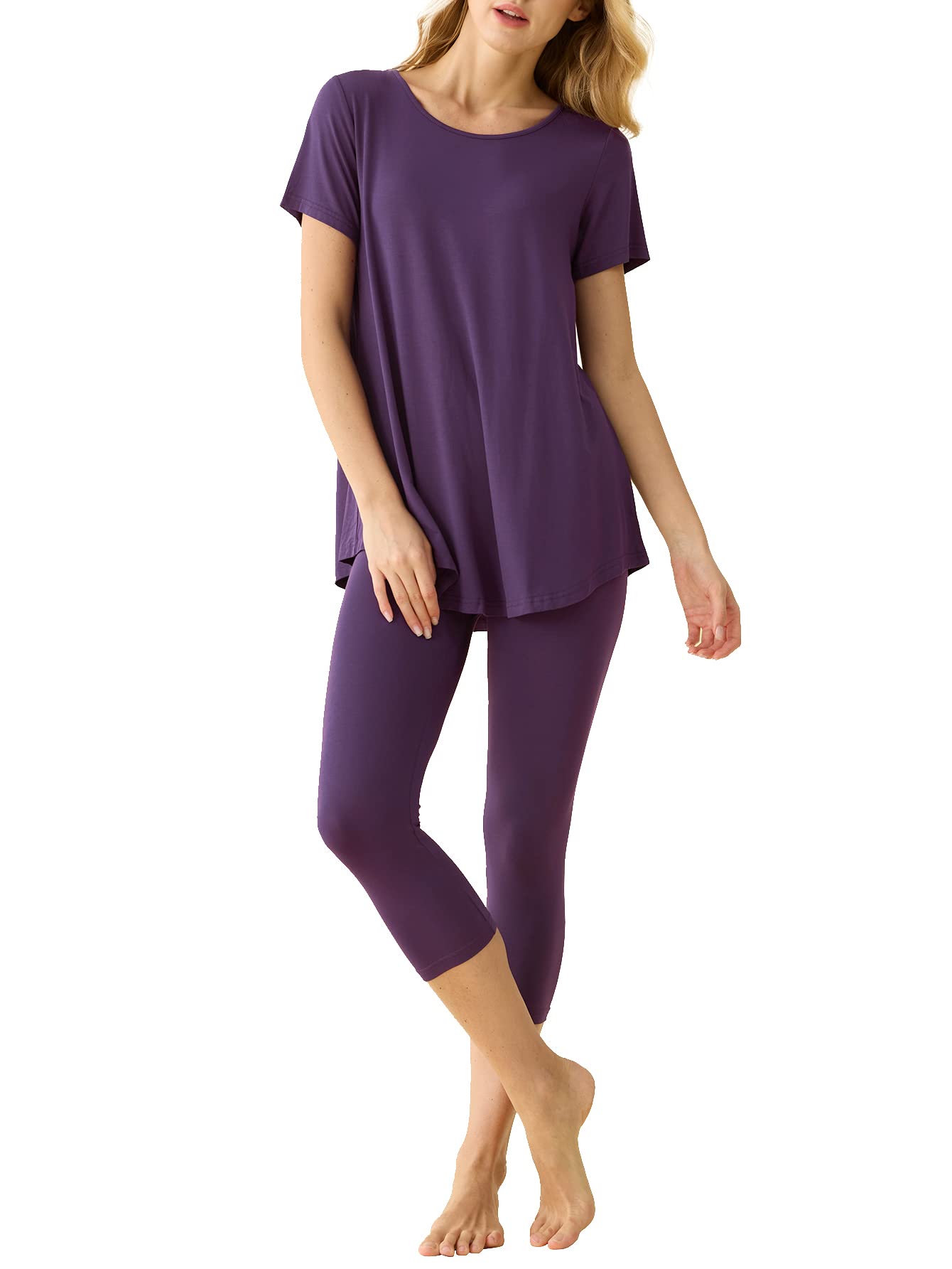 GAIAM Yoga Pants Tank Top Set PJs Pajamas Lavender Lace XL/SM