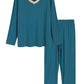 Women's Bamboo Viscose Long Sleeve Pajamas Set with Pockets - Latuza