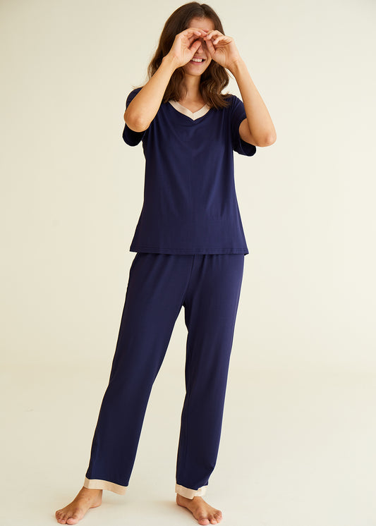 Sleepy Time Women's Bamboo Pajamas, Hot Flash Menopause Relief, Round Neck  (Blue, Small) : : Health & Personal Care