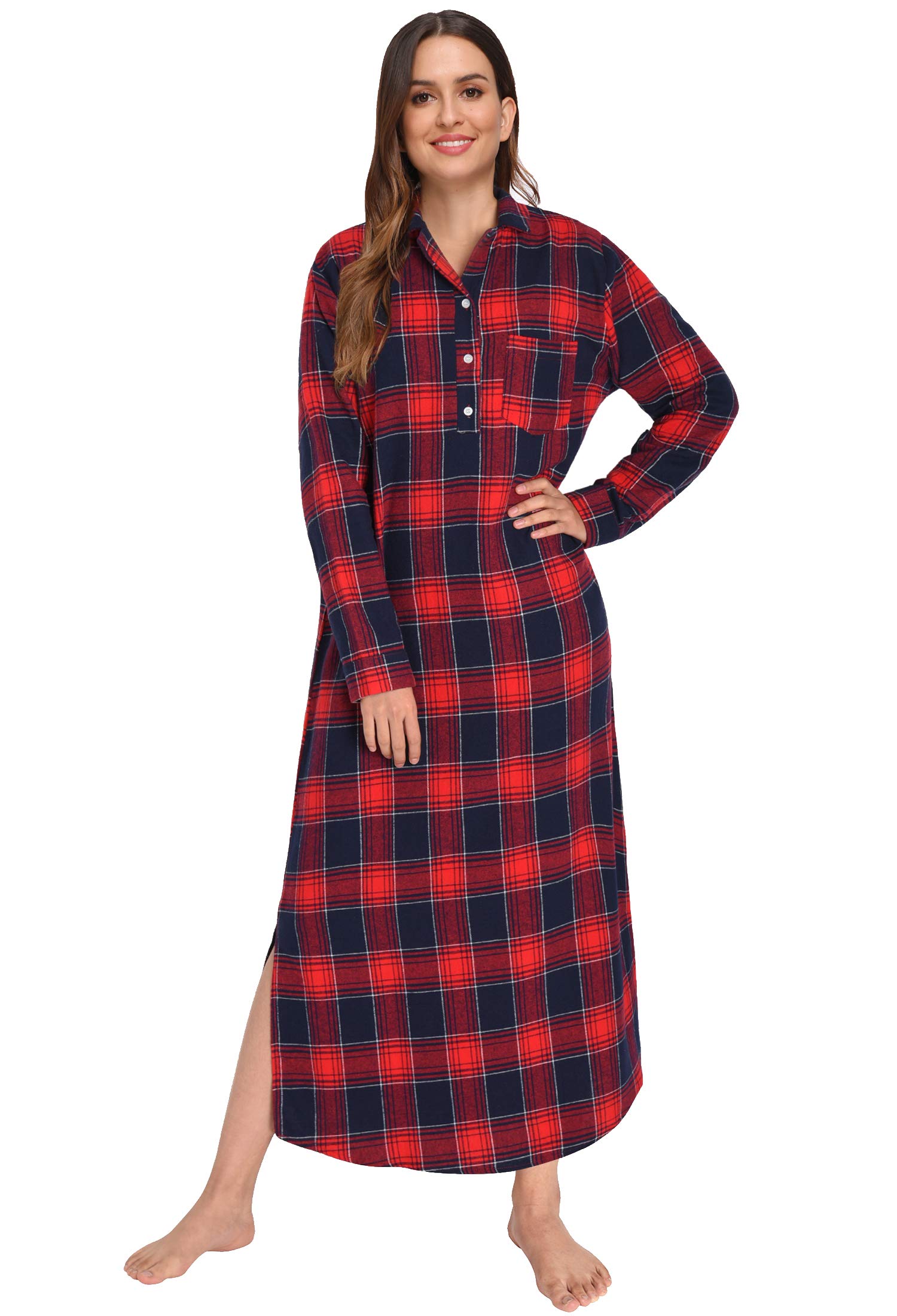 Long flannel nightgowns plus size hot sale