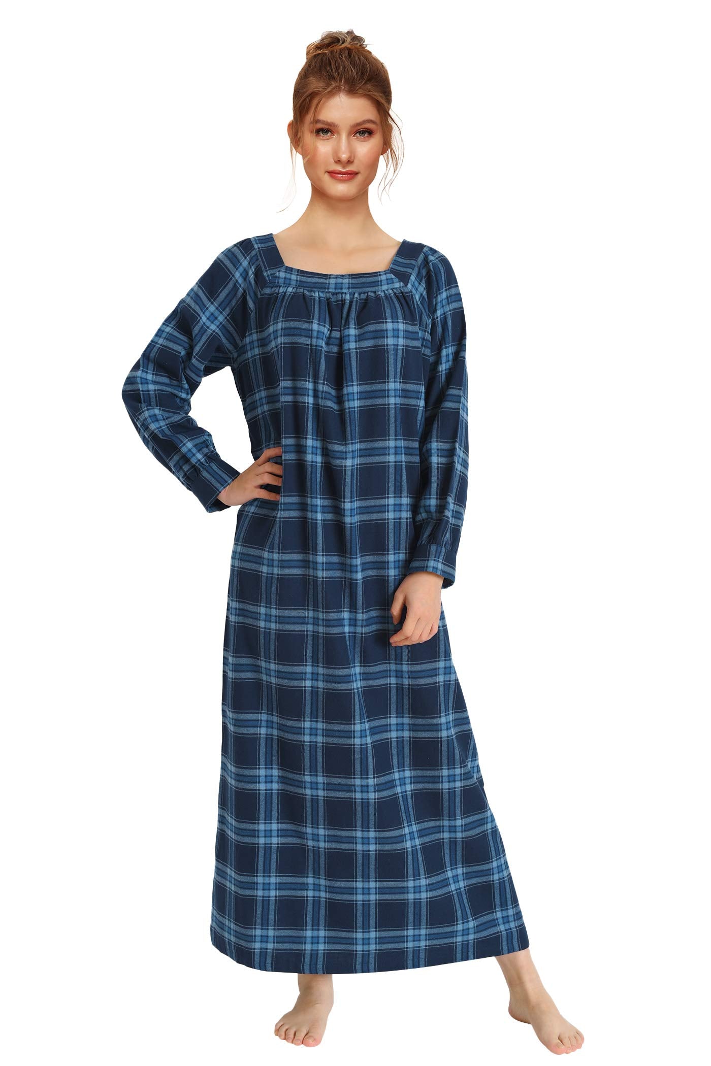 Women's Long Sleeves Cotton Flannel Nightgown – Latuza