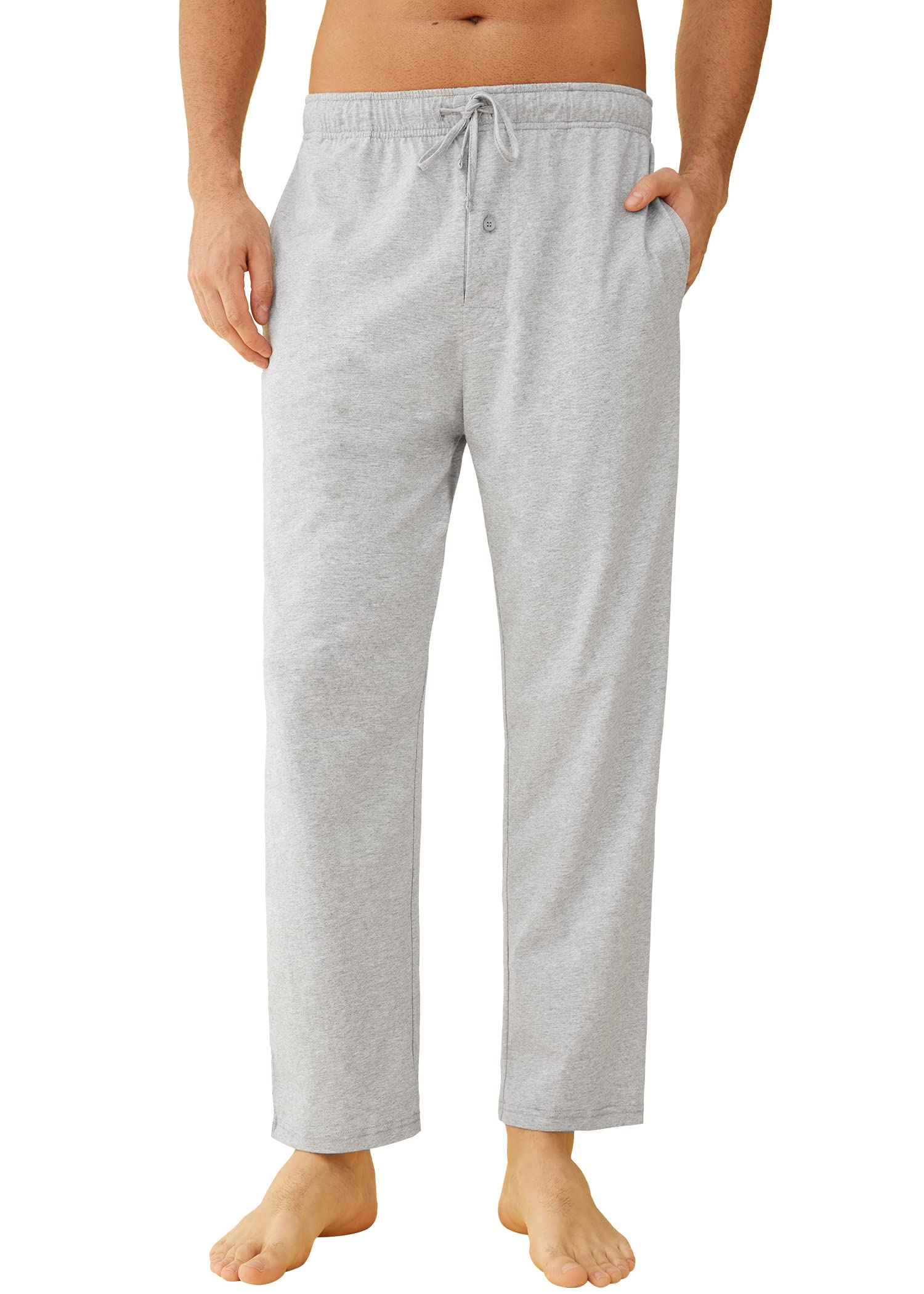 Willit Men's Cotton Yoga Sweatpants Exercise Pants Open Bottom Athletic Lounge  Pants Loose Male Sweat Pants with Pockets Khaki Large