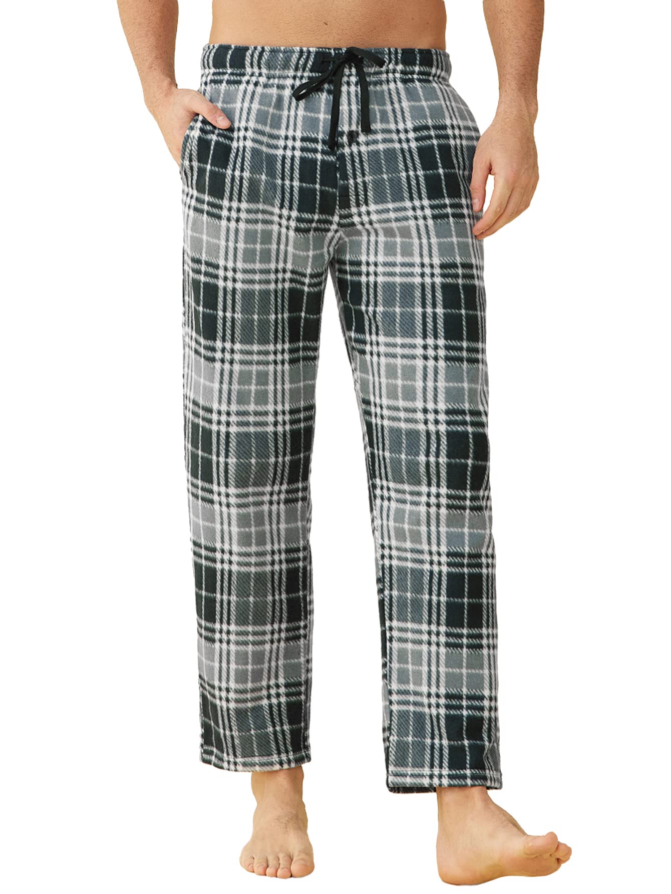Men's Fleece Plaid Lounge Pajama Pants with Pockets – Latuza