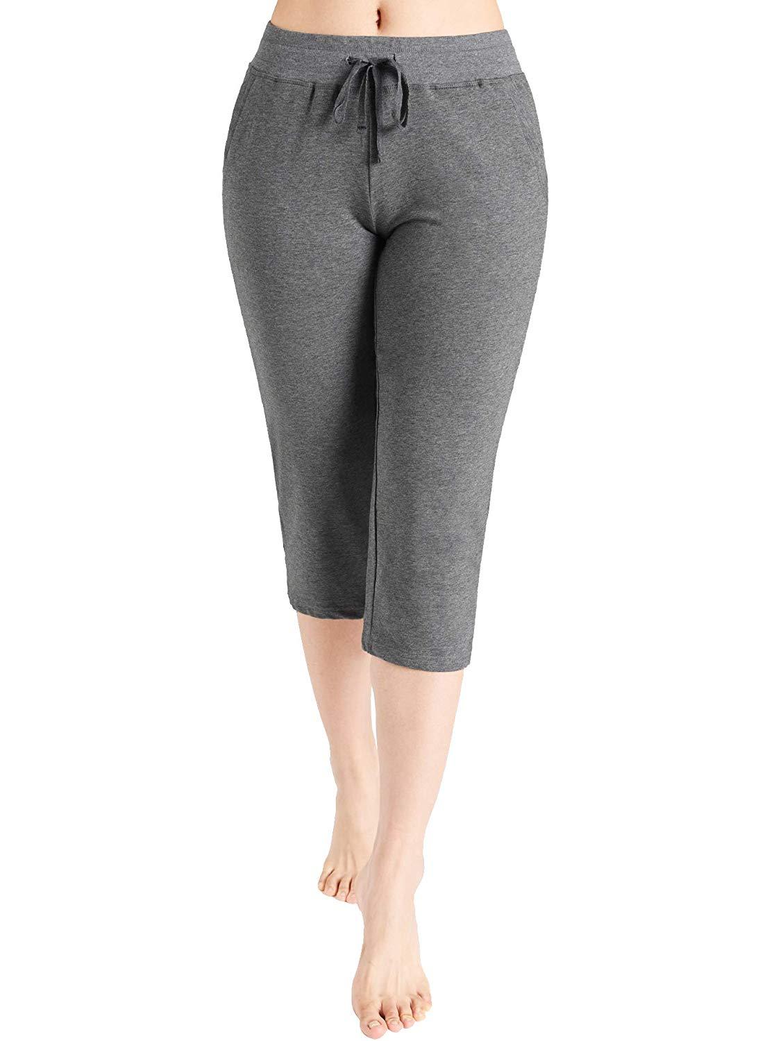 Women's Cotton Sweatpants Jersey Capri Pants with Pockets – Latuza
