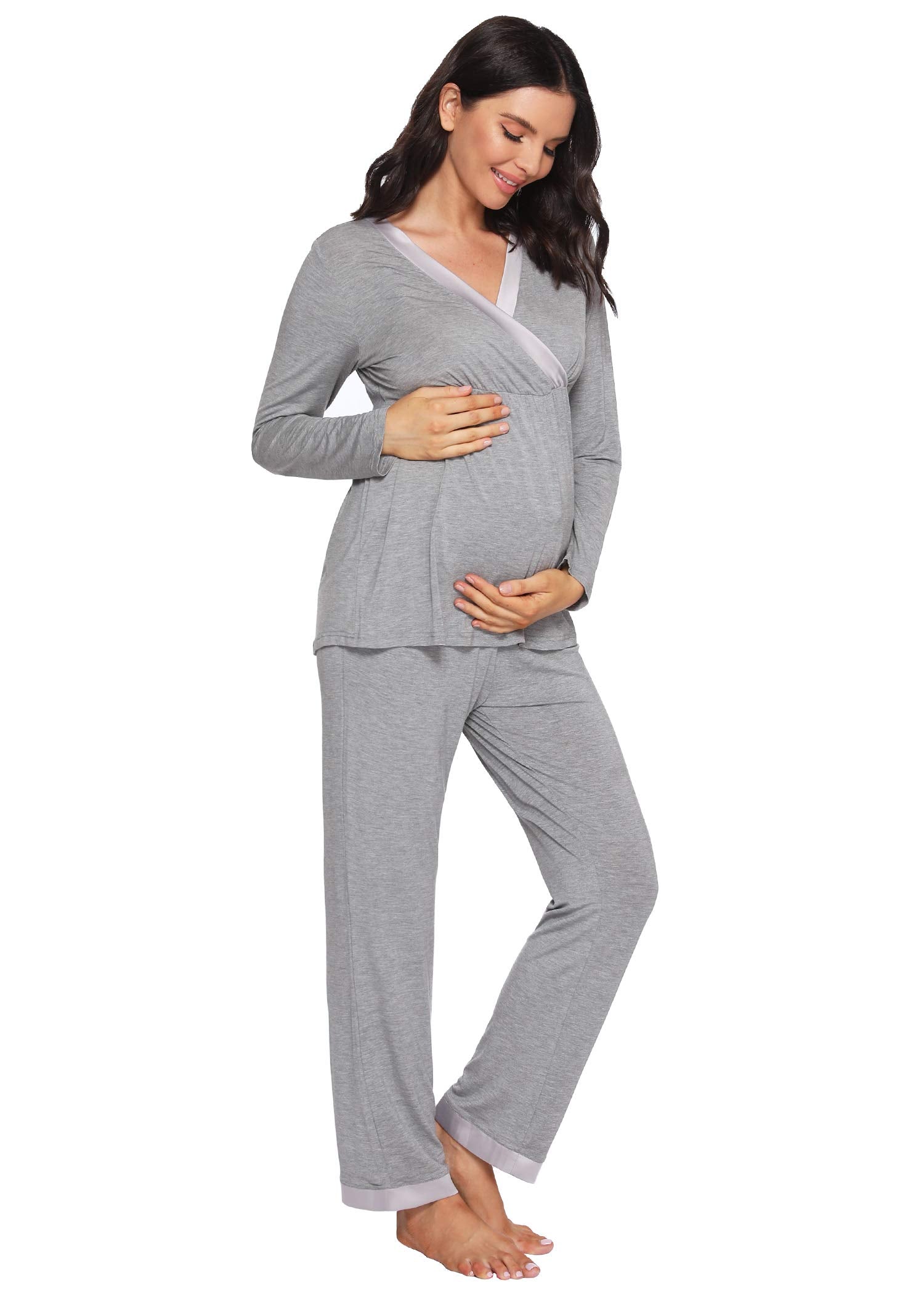 Women's Bamboo Viscose 3 Piece Nursing Pajama Set with Robe – Latuza