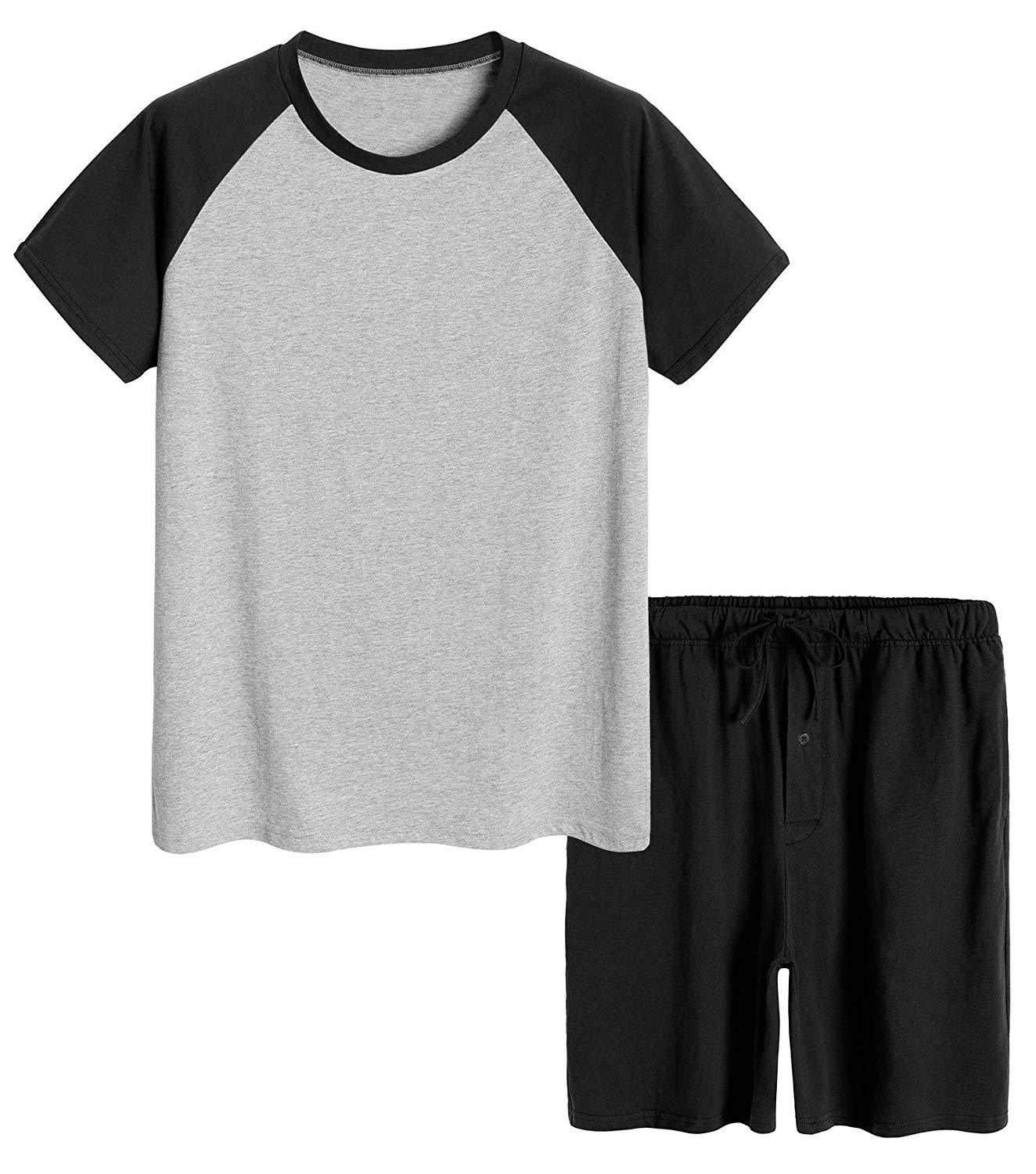 Men's Raglan Shirt and Shorts Pajamas Set with Pockets – Latuza