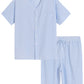 Men's Lightweight Cotton Pajamas Set Seersucker Button Down Short PJs Set - Latuza