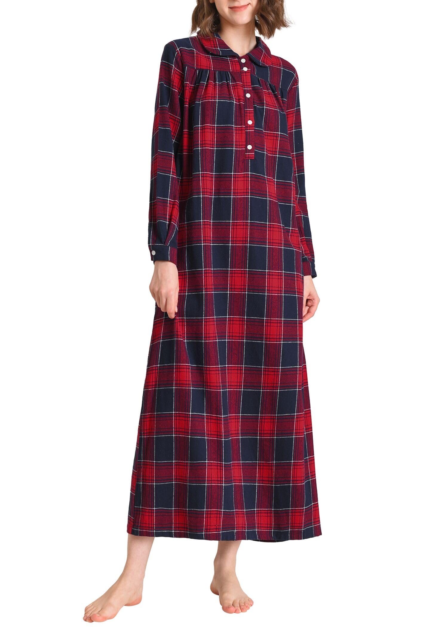 Long sleeve long flannel nightgown sale