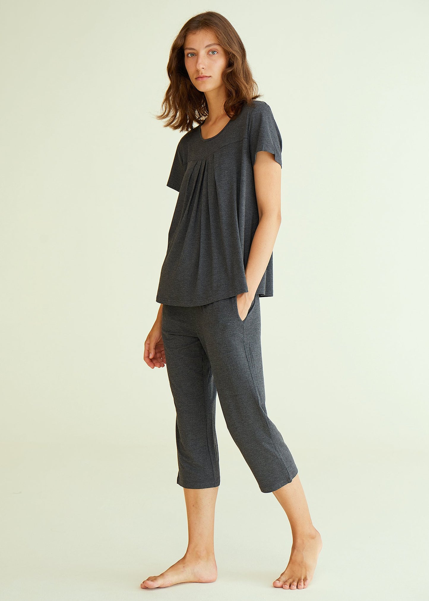 Latuza Women's Sleepwear Tops with Capri Pants Pajama Sets S Dark Gray at   Women's Clothing store