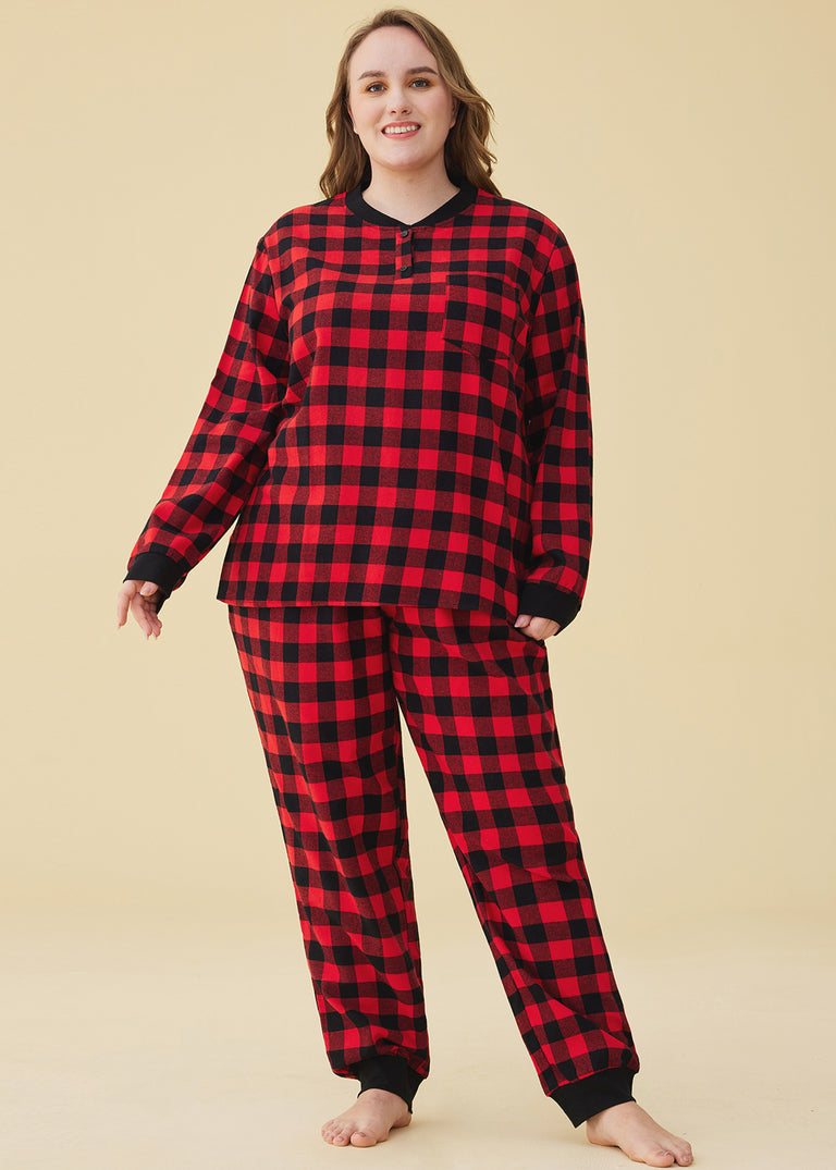 Patterned Flannel Jogger Plus-Size Pajama Pants