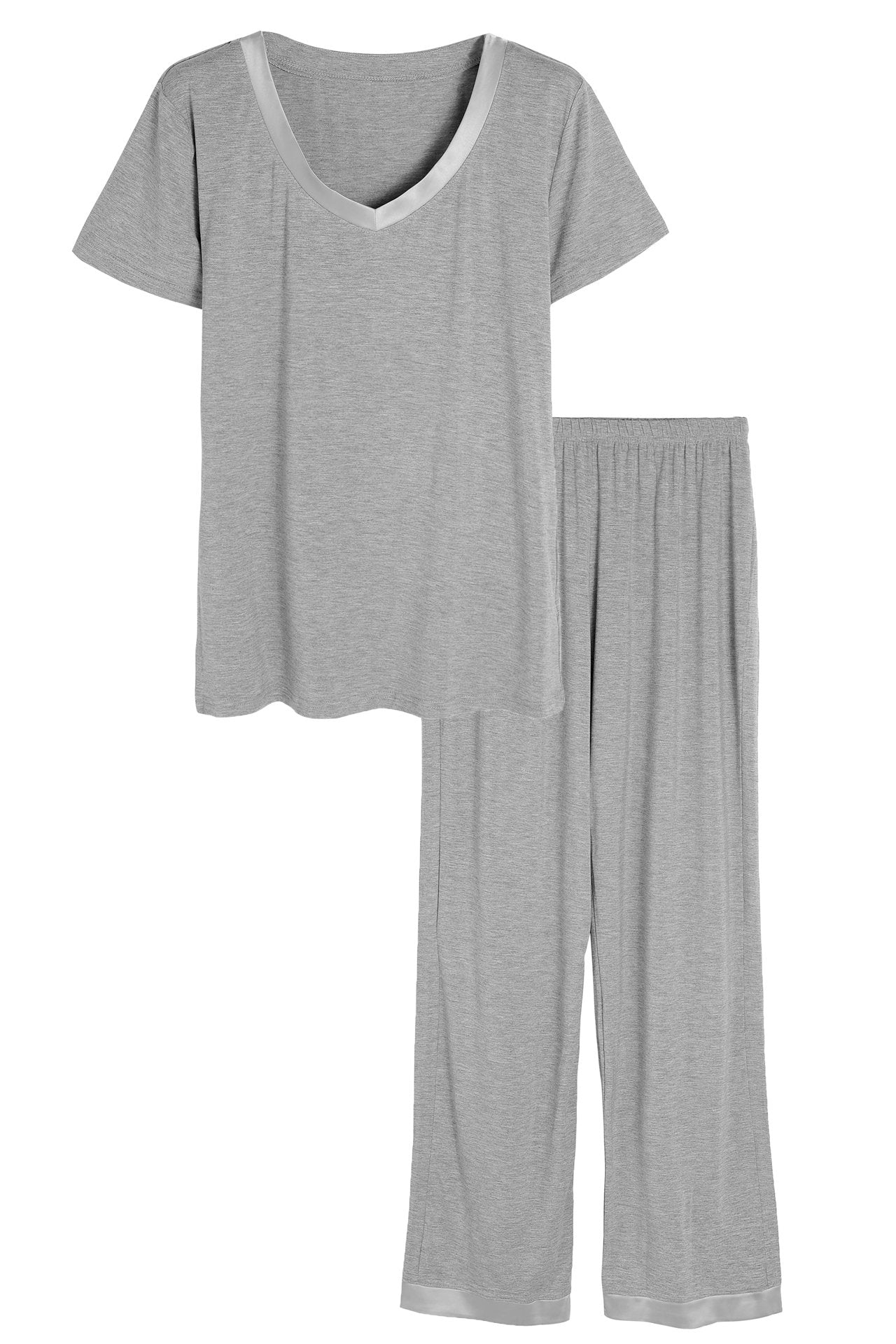 Women s Petite Size Pajama Pants Set Short Sleeve Sleepwear Latuza