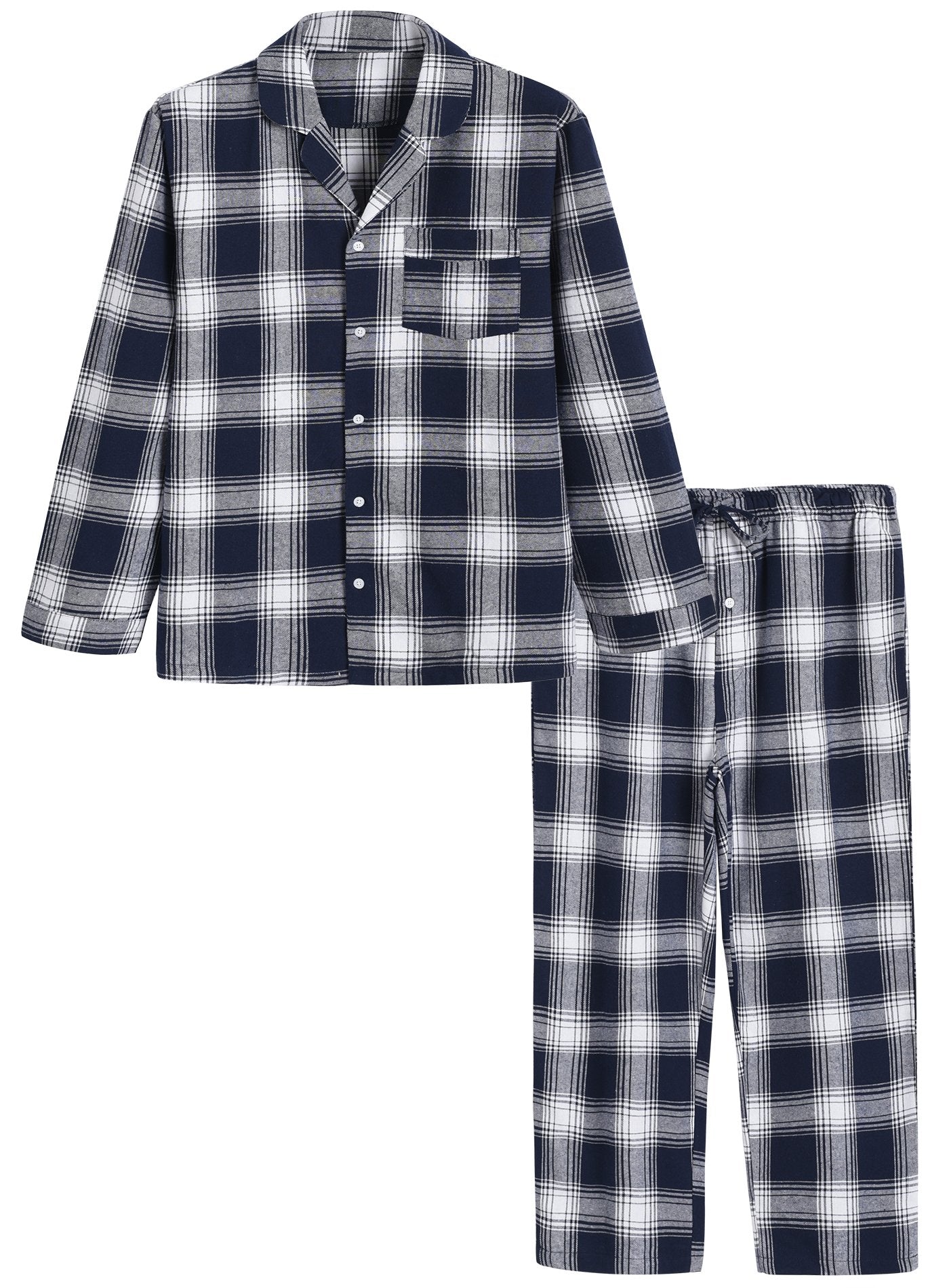 Latuza Men's Cotton Pajamas Set Button Up Shirt and Pants for