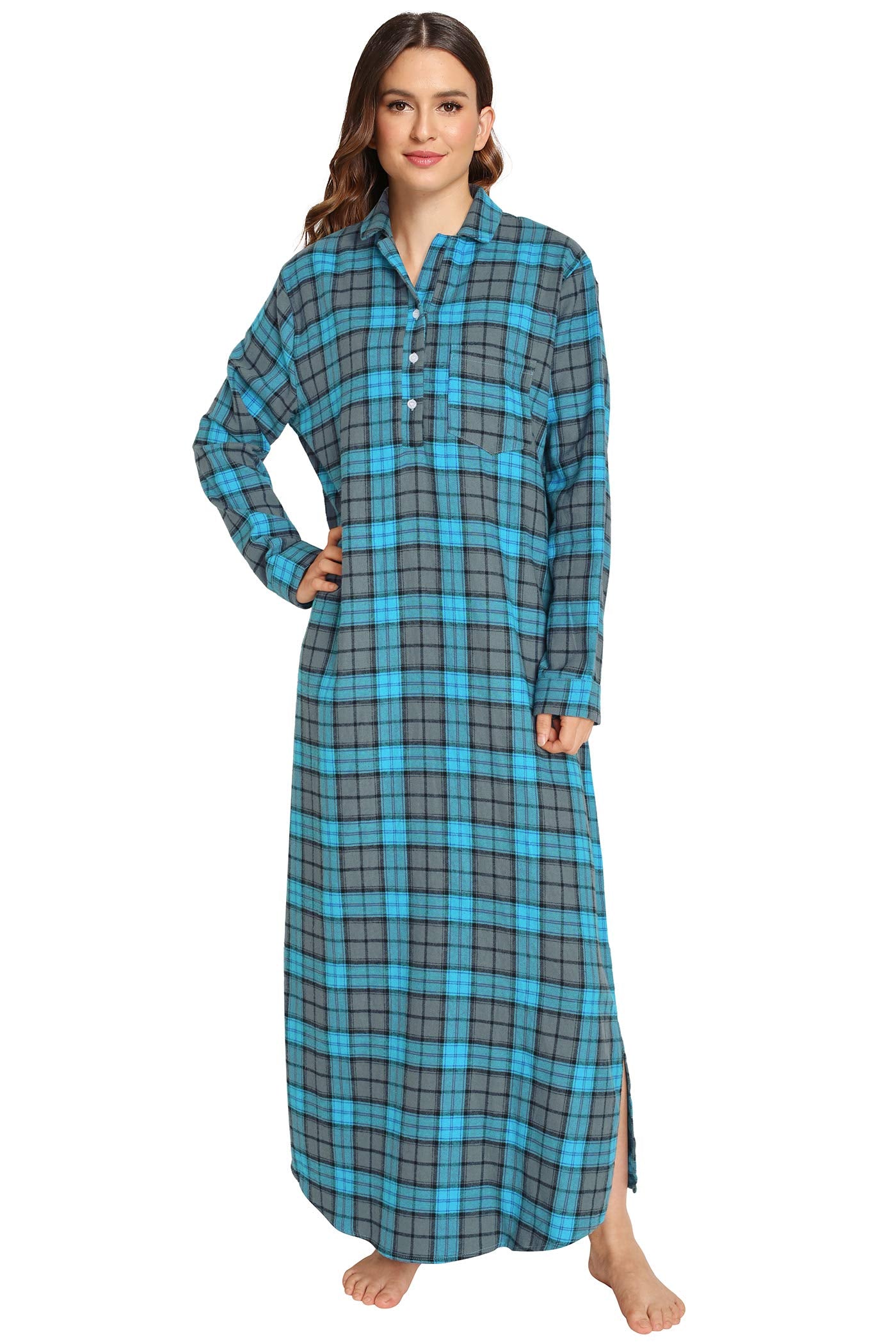 Long flannel night gowns best sale