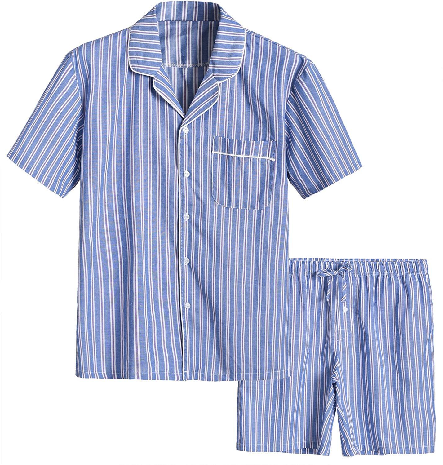 Men s Cotton Woven Short Sleepwear Pajama Set Latuza