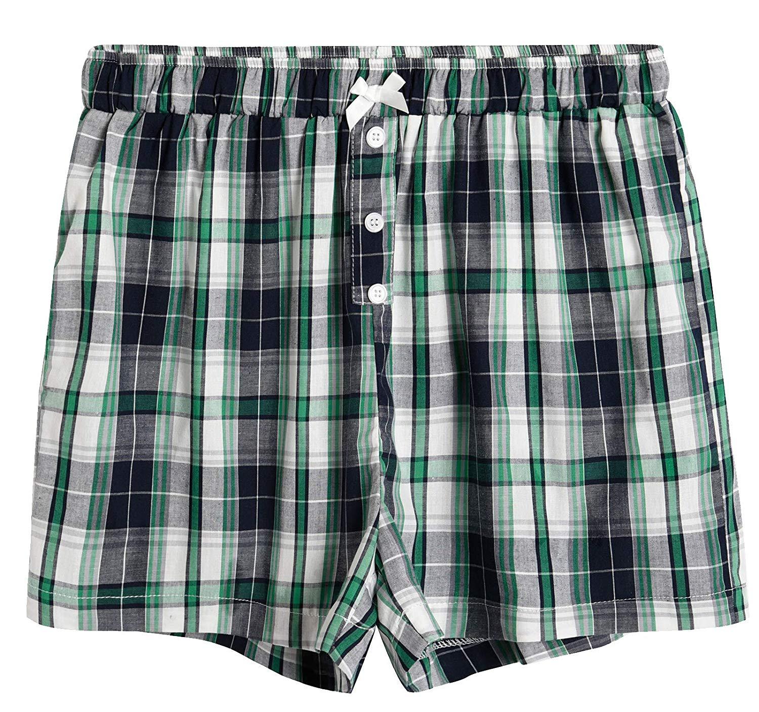 Womens plaid best sale boxer shorts