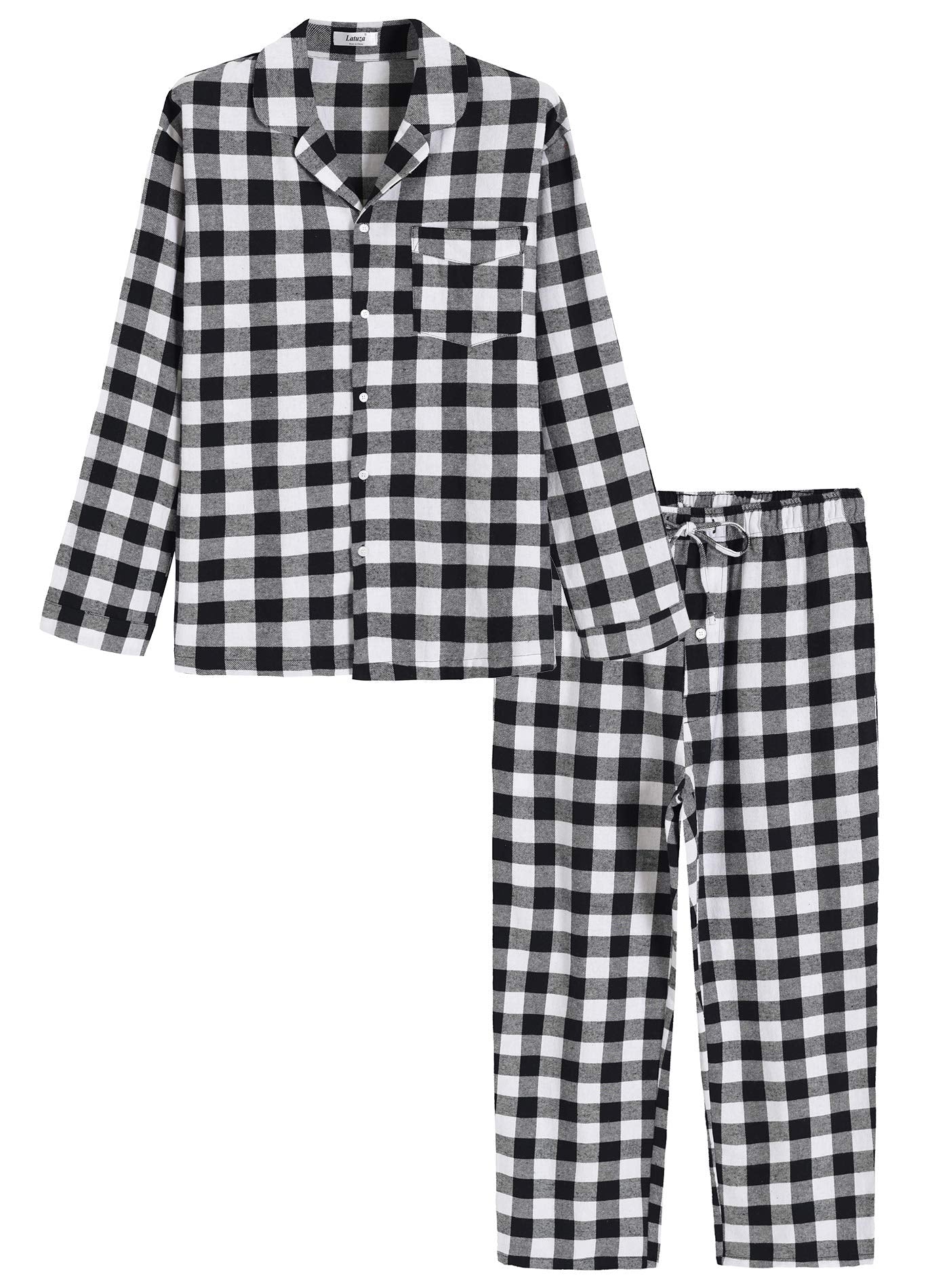 Men’s Cotton Pajama Set Plaid Woven Sleepwear