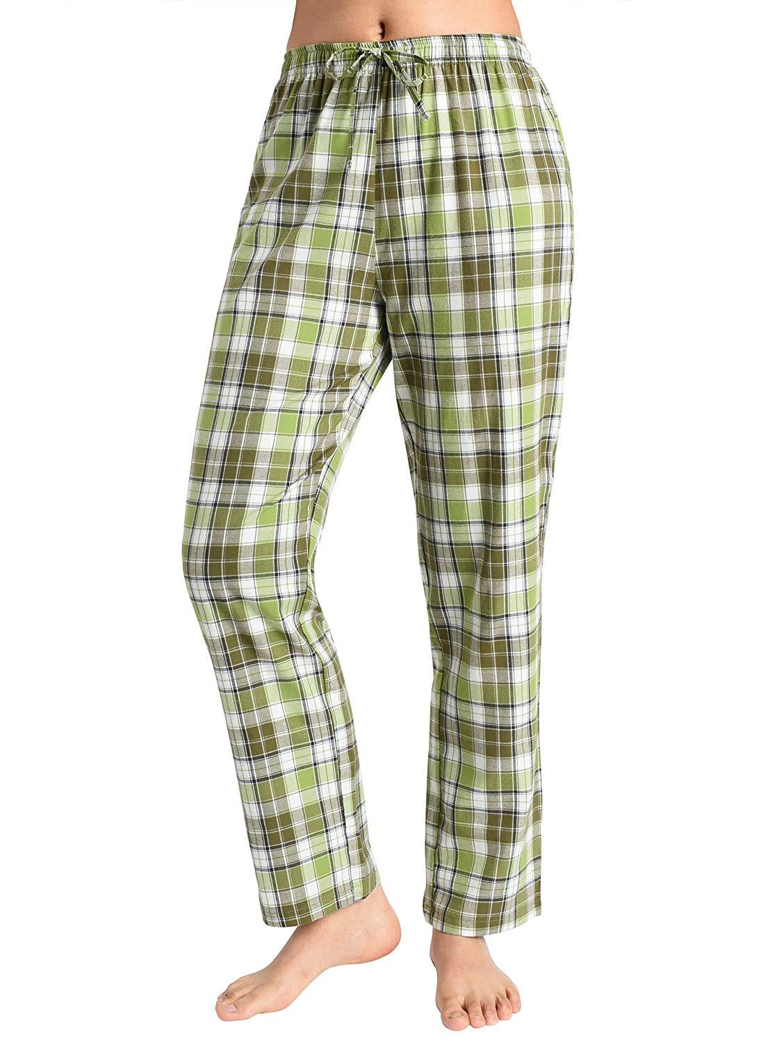Leisureland Women's Green Plaid Lounge Pajama Pants 