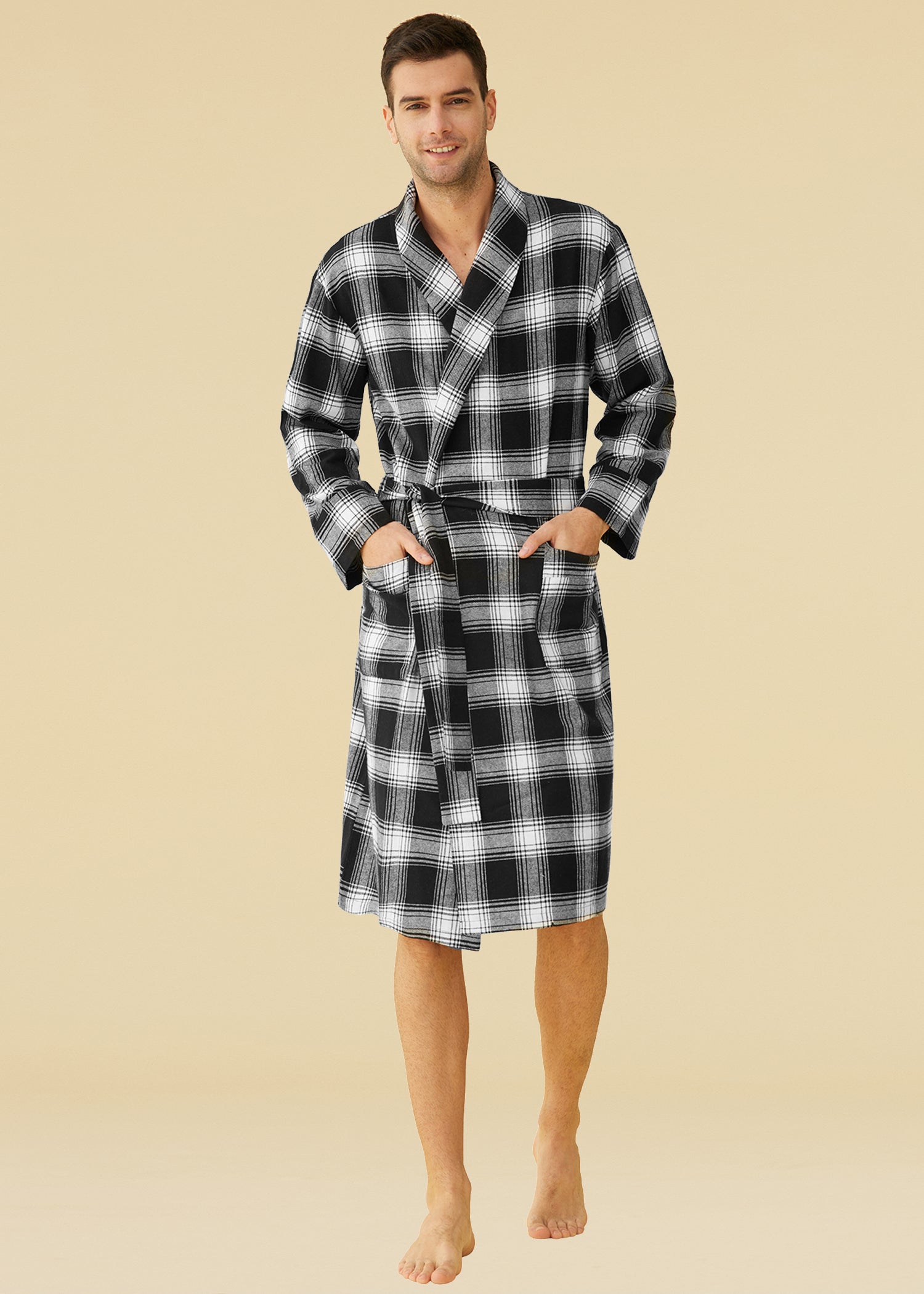 Latuza Men's Cotton Flannel Pajama Set Plaid Sleepwear, Red, 3XL
