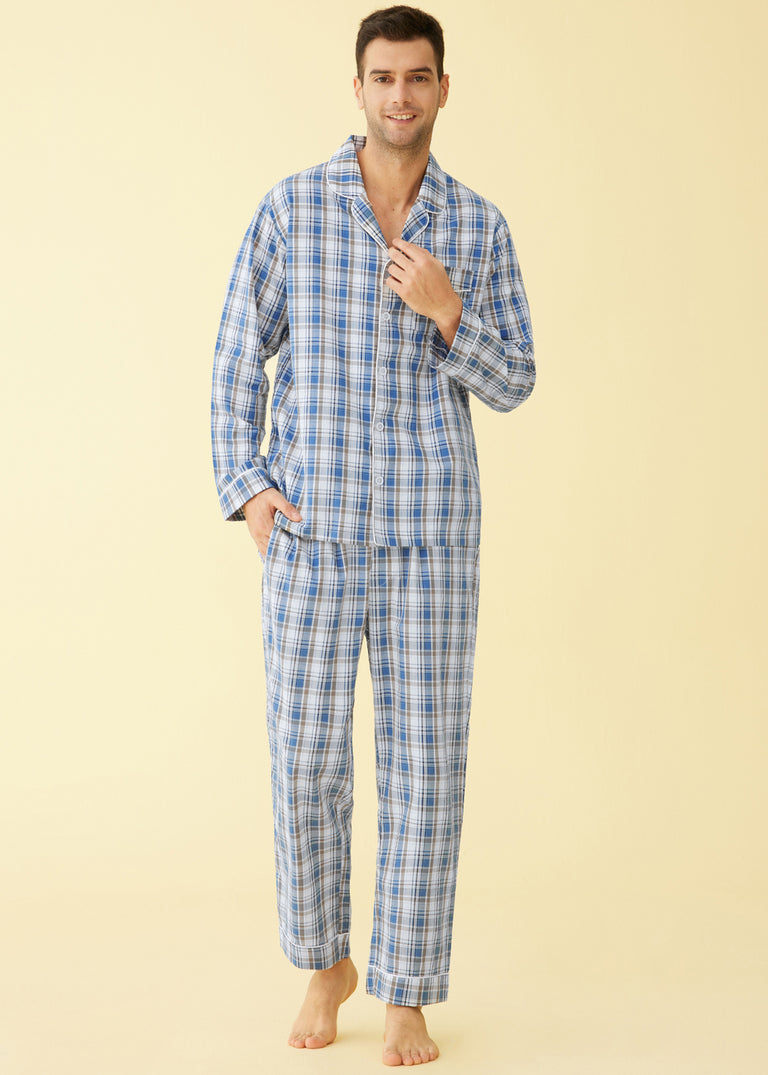 Xituodai Pajamas Mans Cotton Plus Size Pajamas Long Sleeved Pullover Sporty  Homewear Leisure Nightwear Loyal Blue Pjs Men …