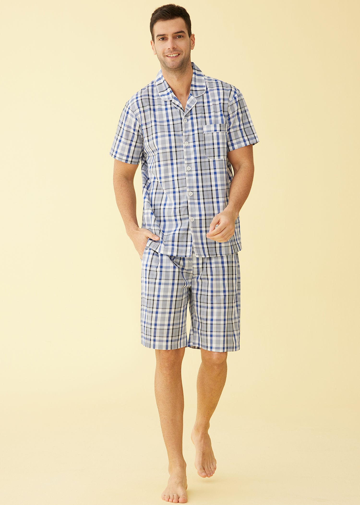 Men s Cotton Woven Short Sleepwear Pajama Set