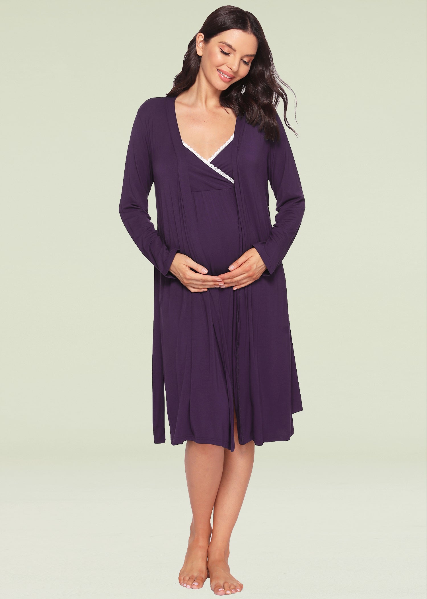 Maternity Sunday Sleep Robe and Nursing Nightgown Set
