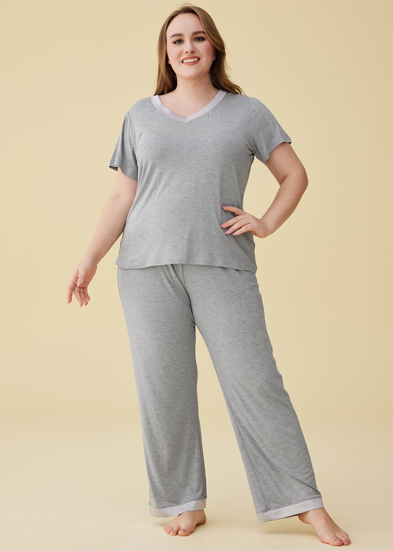Women's Plaid Fleece Pajamas Set Notch Collar Shirt and Pants – Latuza