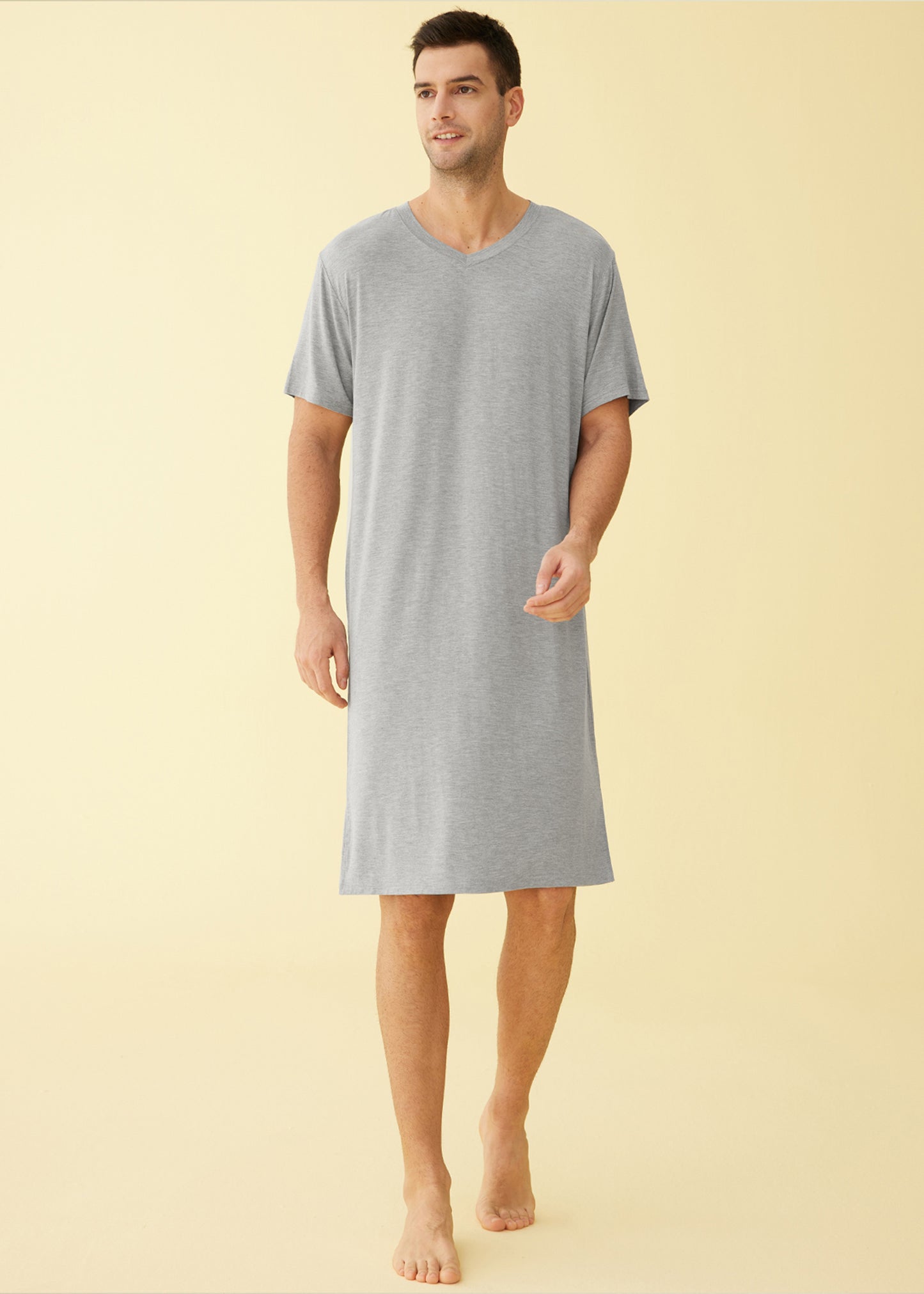 Men's Bamboo Viscose Nightshirt Short Sleeves Sleep Shirt – Latuza