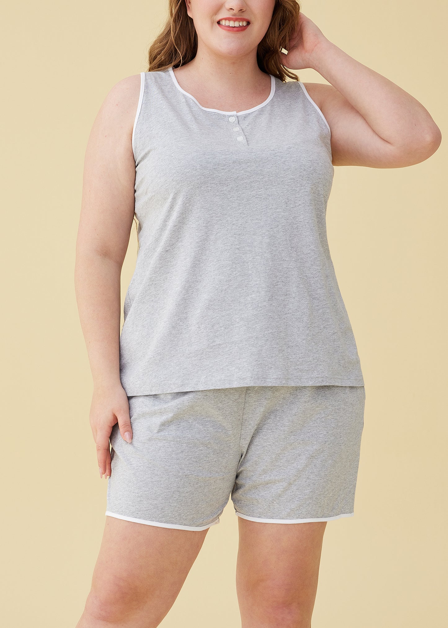 Women's Cotton Loungewear Set Sleep Tank Top with Pajama Shorts