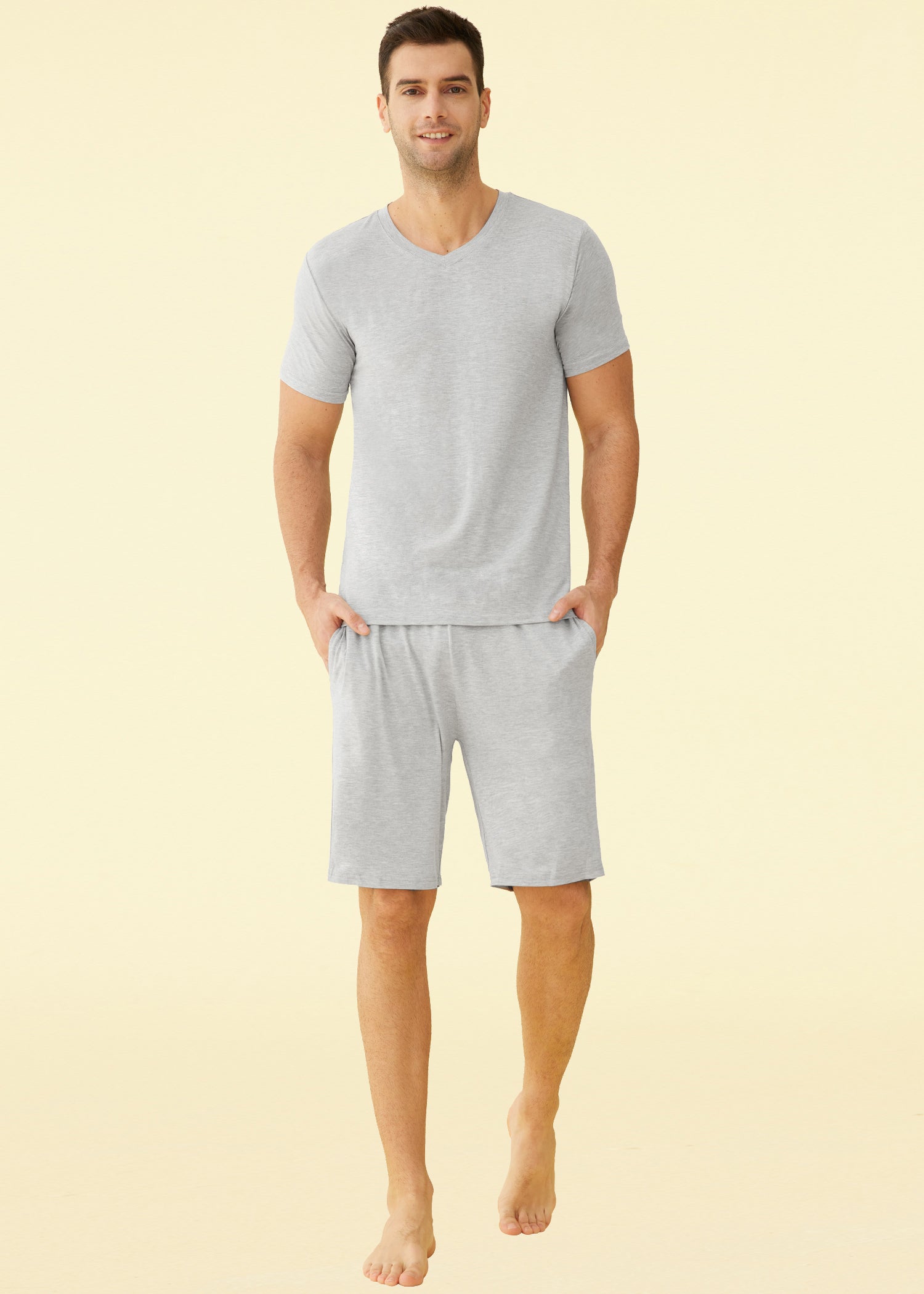 Z Supply Sz Large Pajamas Lounge Wear Ombre Grey Crop Shirt Shorts 2 Piece  Set