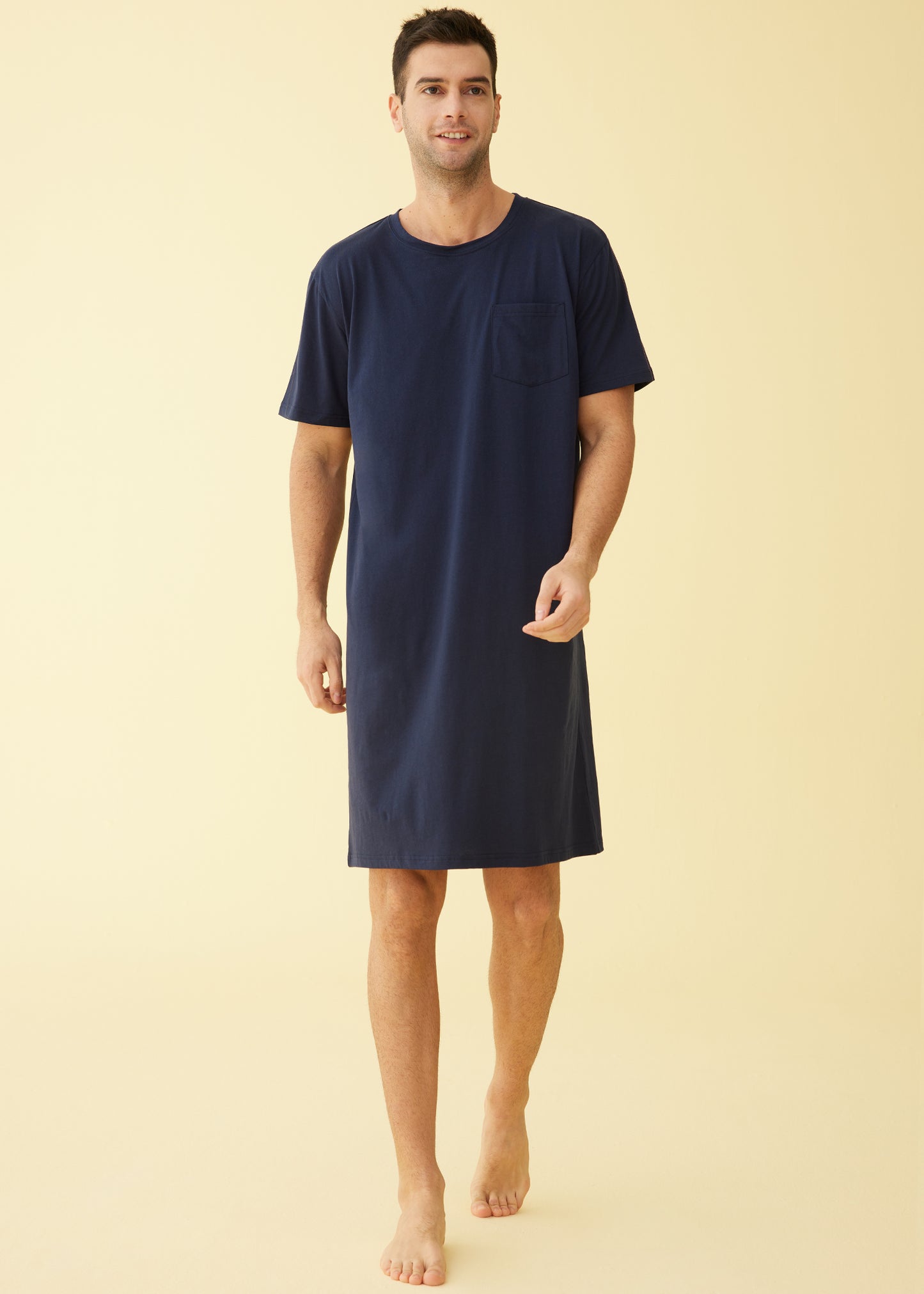 Men's Cotton Nightshirt Short Sleeves Sleep Shirt Nightgown – Latuza