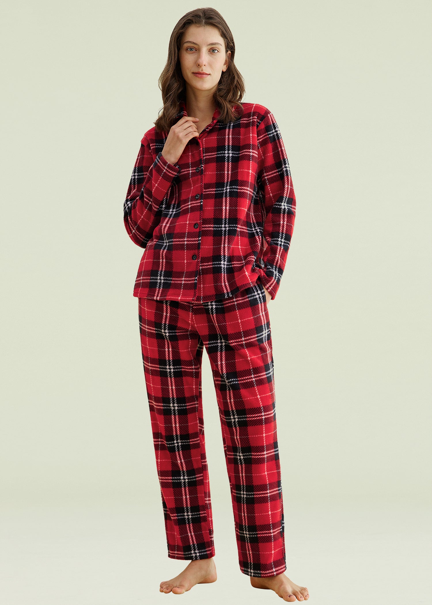 Women's 2 Piece Fleece Pajamas Set Button Down Rollneck Top with Pullover  Pants Sleepwear Full-Length Nightwear Flannel Fuzzy, J17-a, Small :  : Clothing, Shoes & Accessories